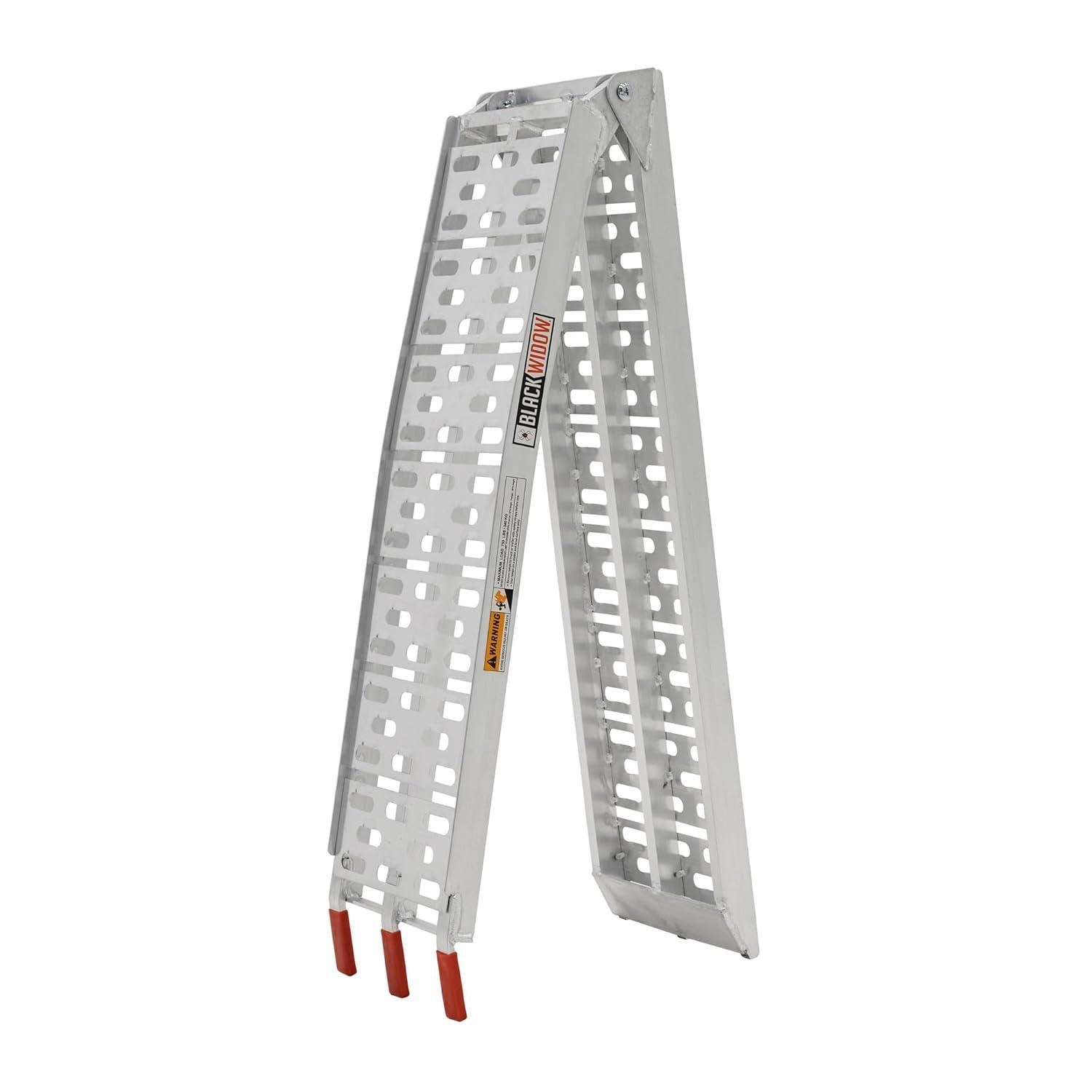 Black Widow Black Widow Aluminum Folding Motorcycle Ramp Arched Plate, Single Runner, Silver