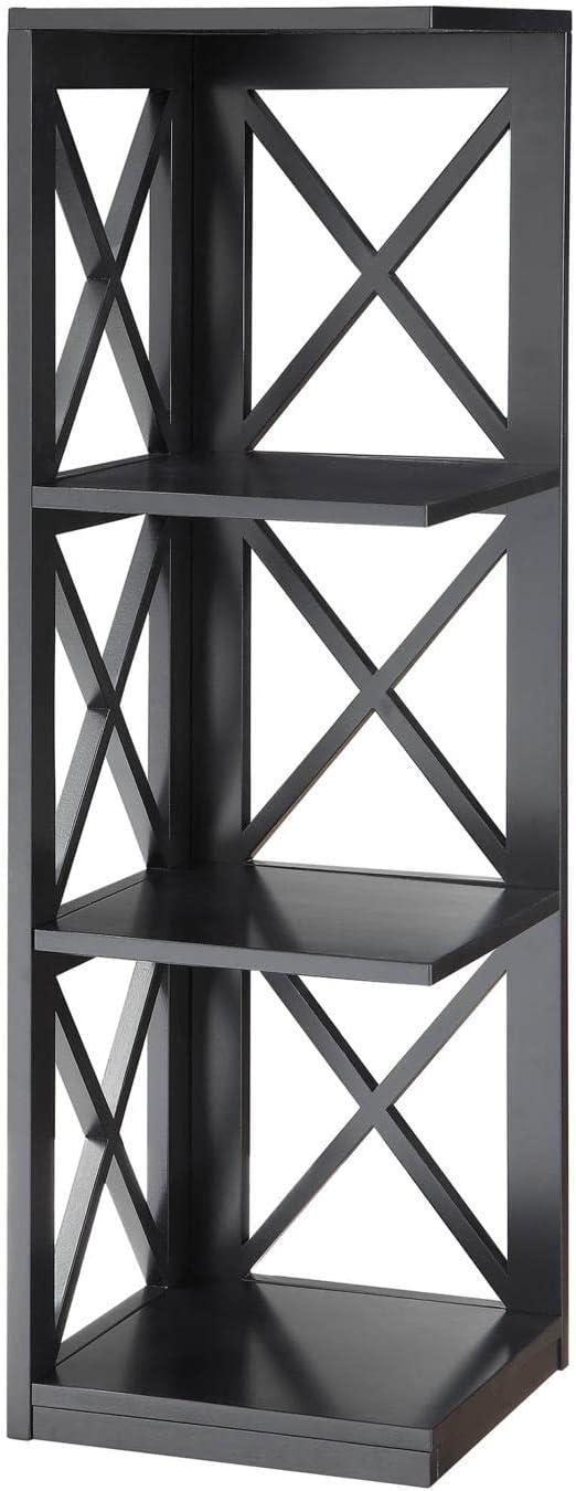 Oxford Elegant Black Wood 3-Tier Corner Bookcase