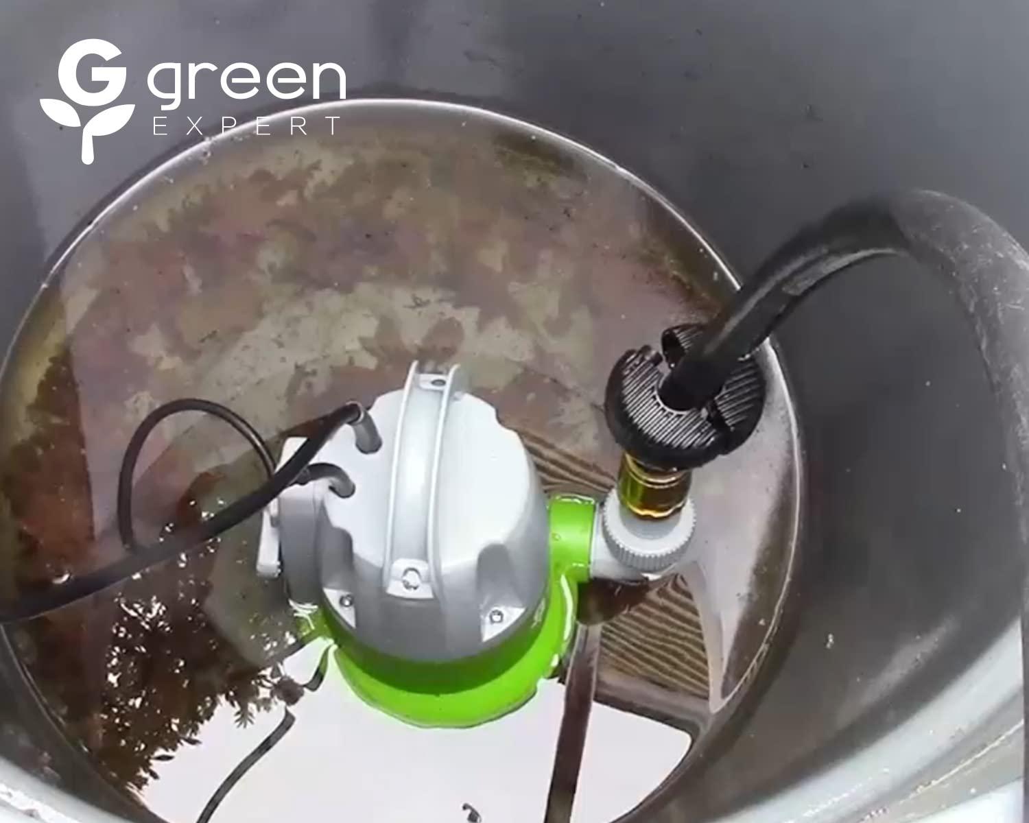 Green Expert 1/3HP Sump Pump Submersible Unique Flow Sensor Switch Last-inch Water Draining Design for Completely Water Removal from Flooded Basement Pools Hot Tub Backyard 25FT Power Cord