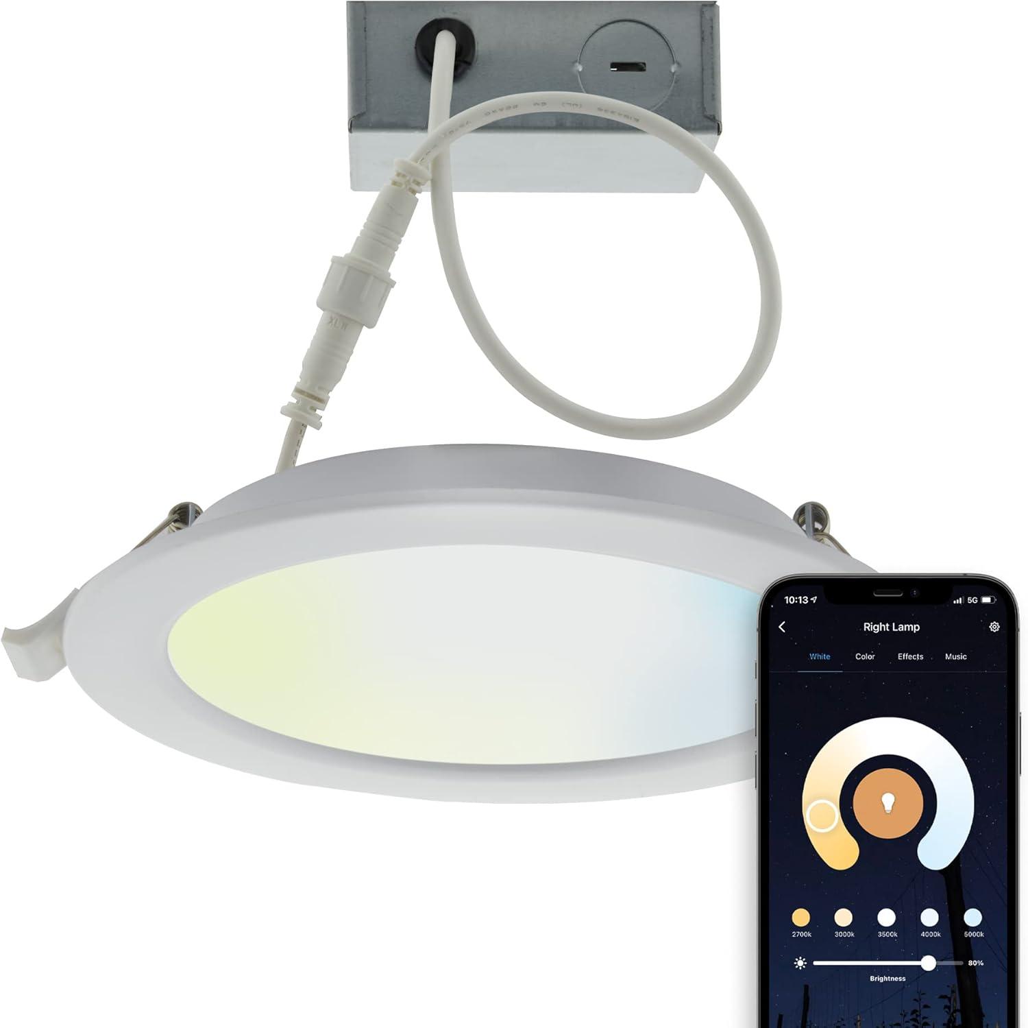 White 7.2" LED Smart Downlight with Voice Control