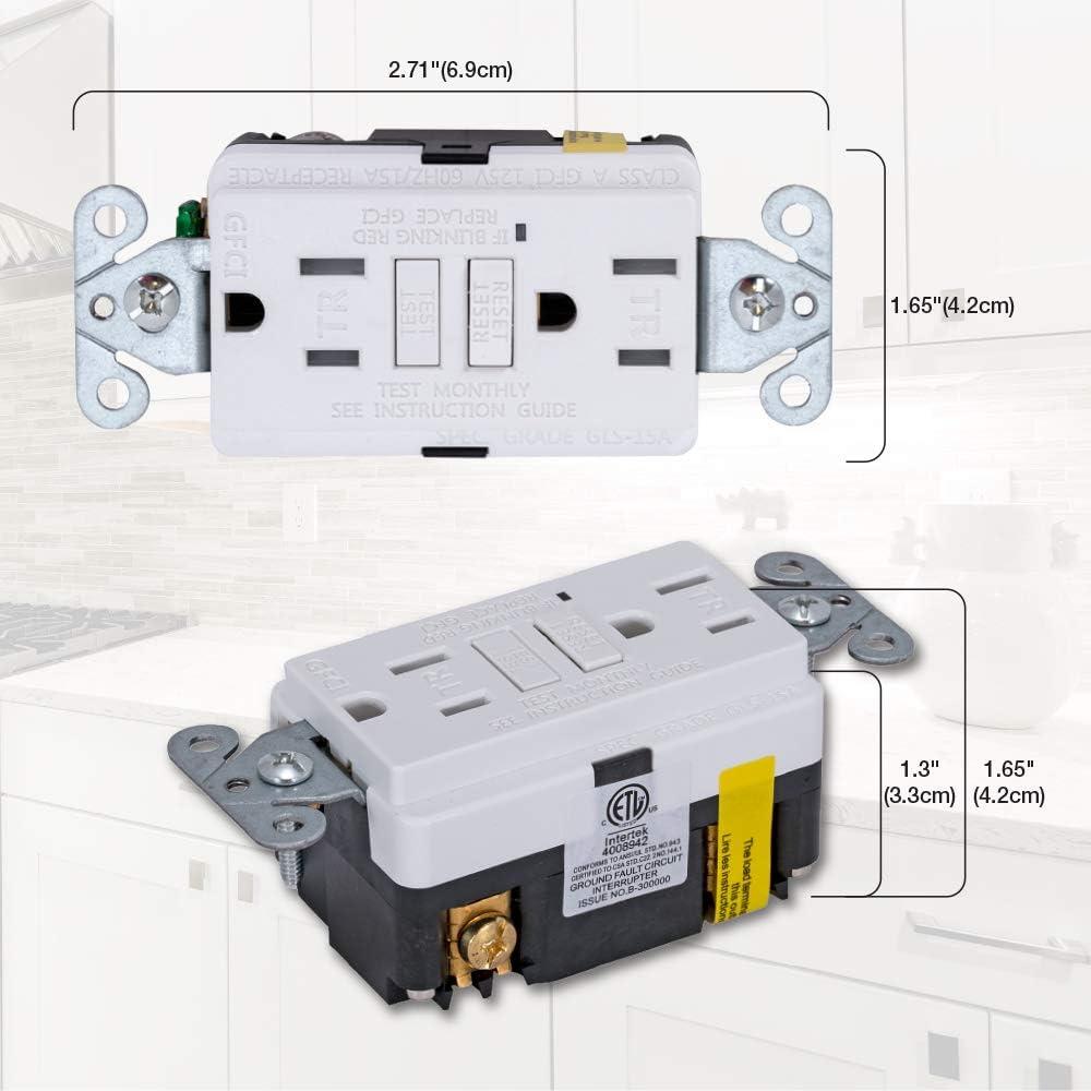 White Tamper Resistant Recessed GFCI Duplex Outlet with Wall Plate