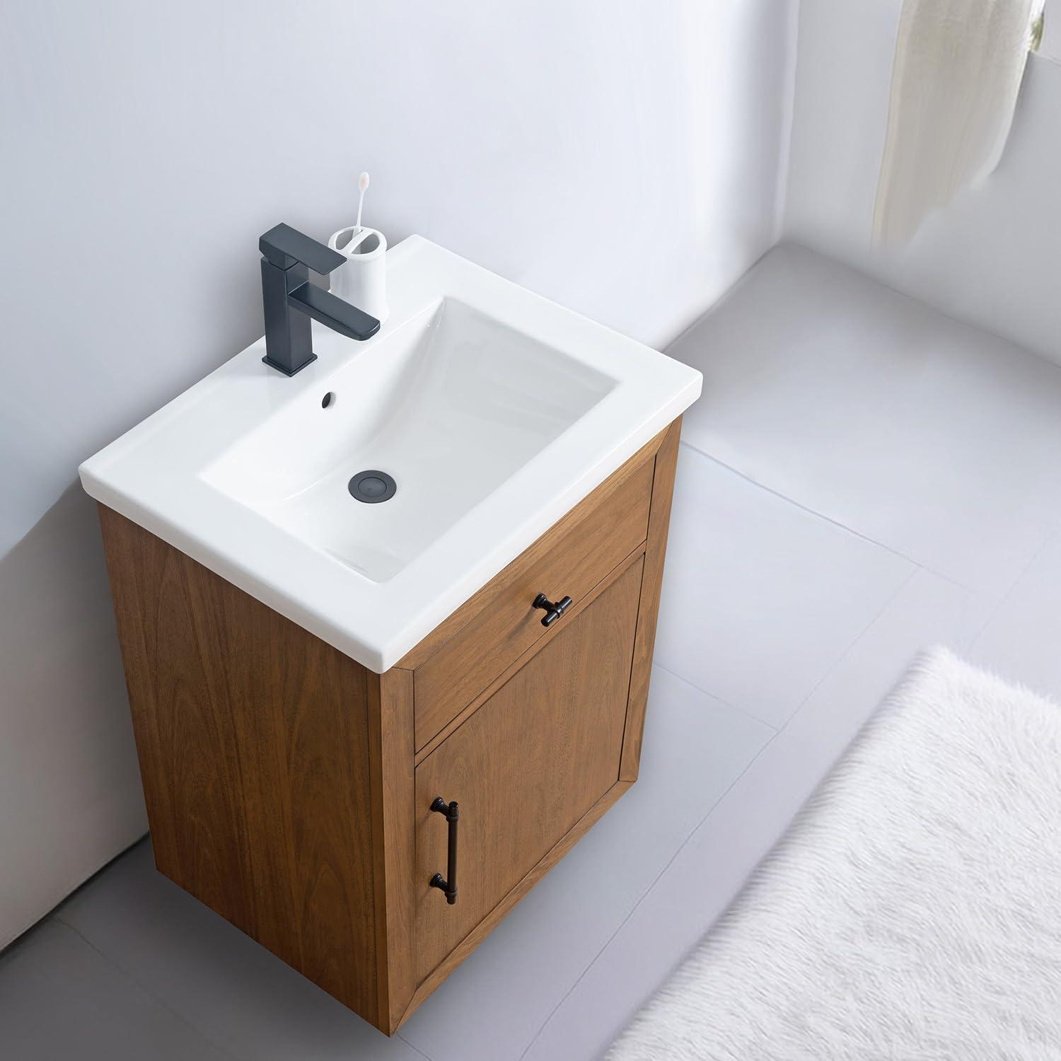 24'' Free Standing Single Bathroom Vanity with Ceramic Top