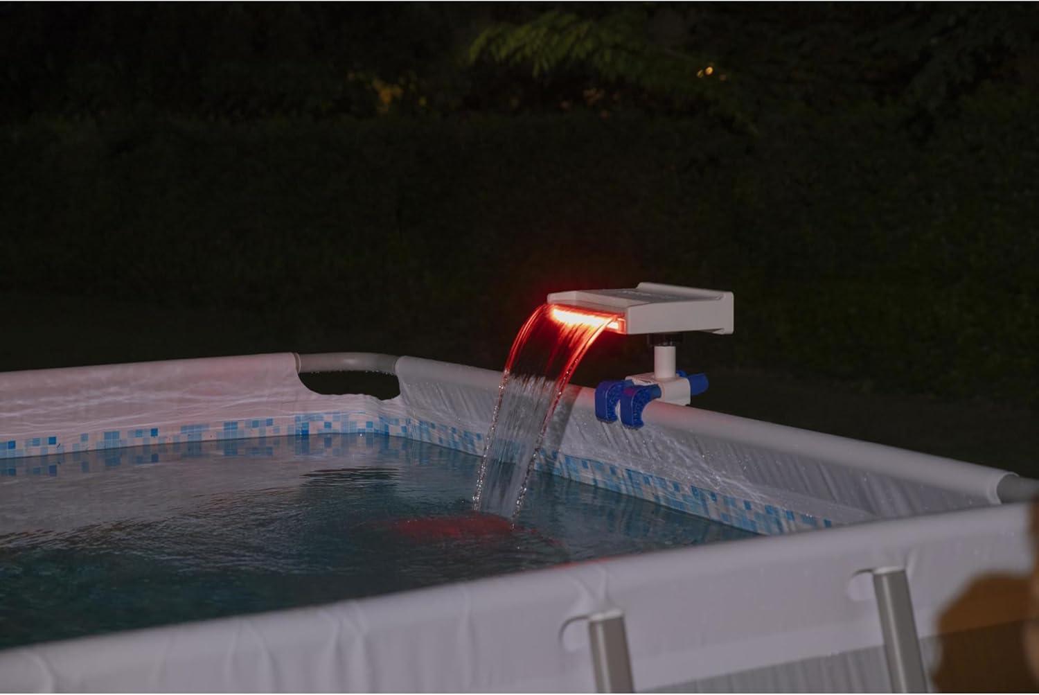 Bestway 58619E Flowclear Soothing 7 Mode Multi Colored LED Relaxing Waterfall Cascade Above Ground Swimming Pool Attachment, White