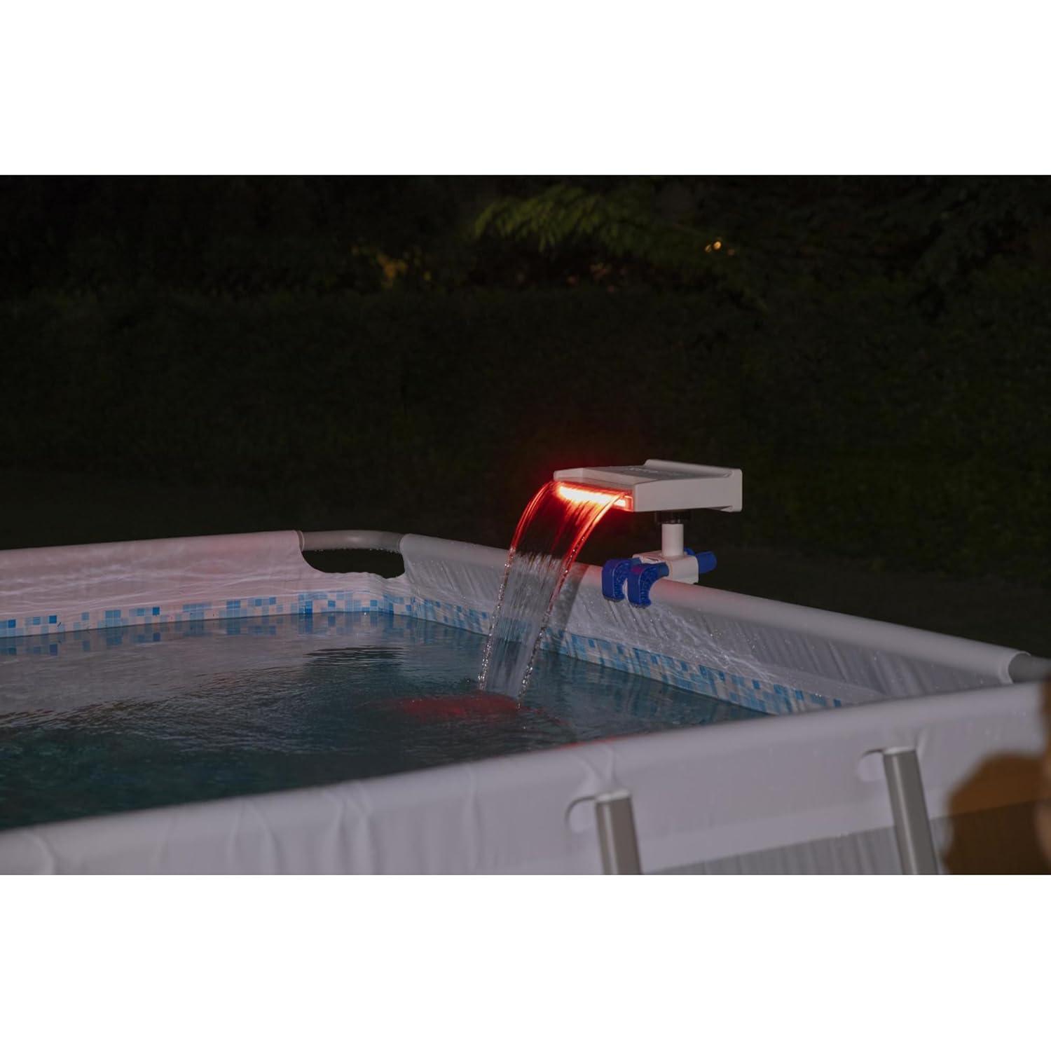 Bestway 58619E Flowclear Soothing 7 Mode Multi Colored LED Relaxing Waterfall Cascade Above Ground Swimming Pool Attachment, White
