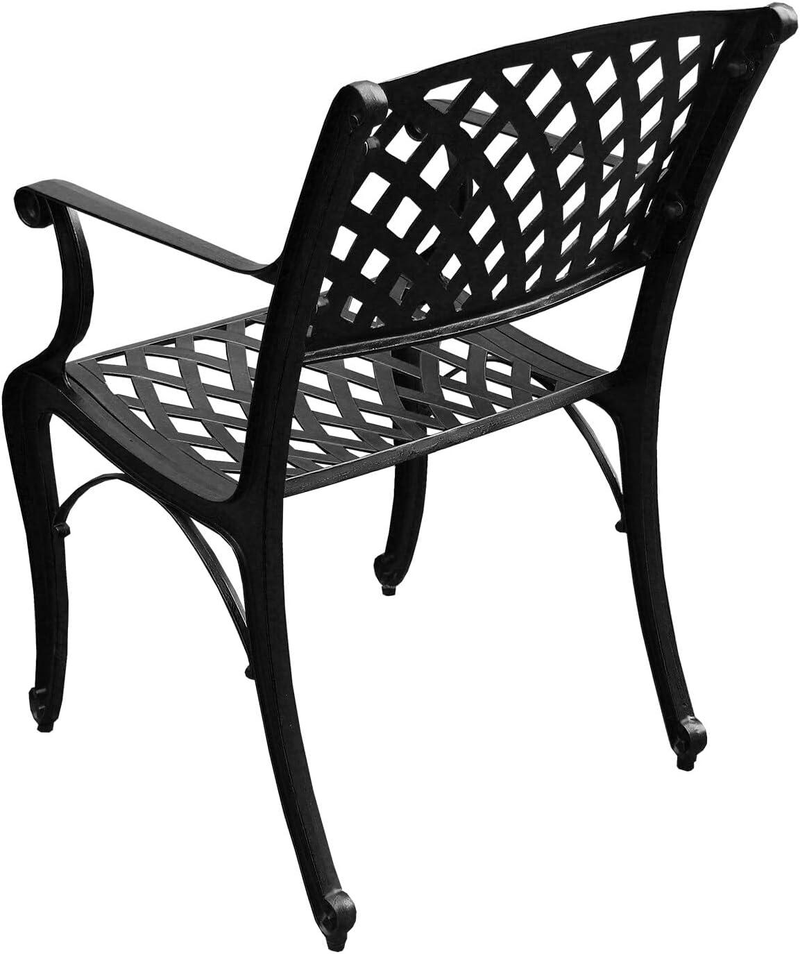 Oakland Living 95" Rectangular Modern Outdoor Mesh Lattice Aluminum Patio Dining Set with 8 Arm Chairs Black
