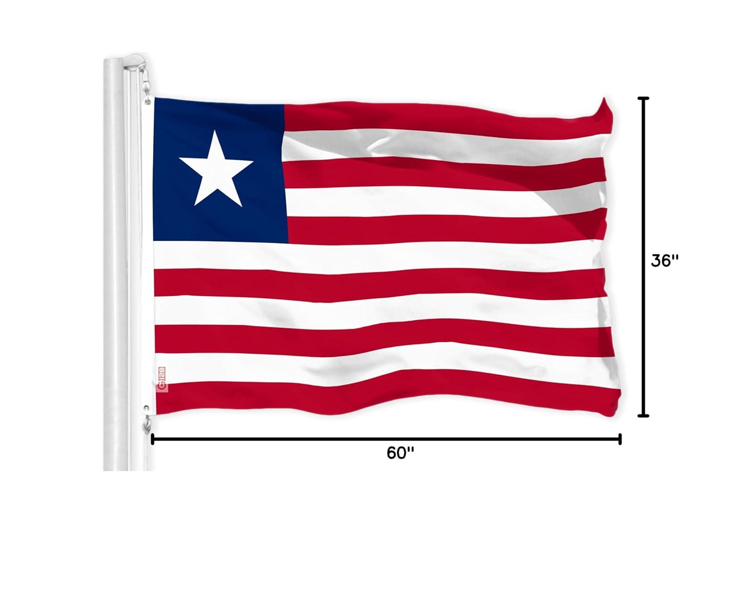 G128 Liberia Liberian Flag | 3x5 Ft | LiteWeave Pro Series Printed 150D Polyester | Country Flag, Indoor/Outdoor, Vibrant Colors, Brass Grommets, Thicker and More Durable Than 100D 75D Polyester