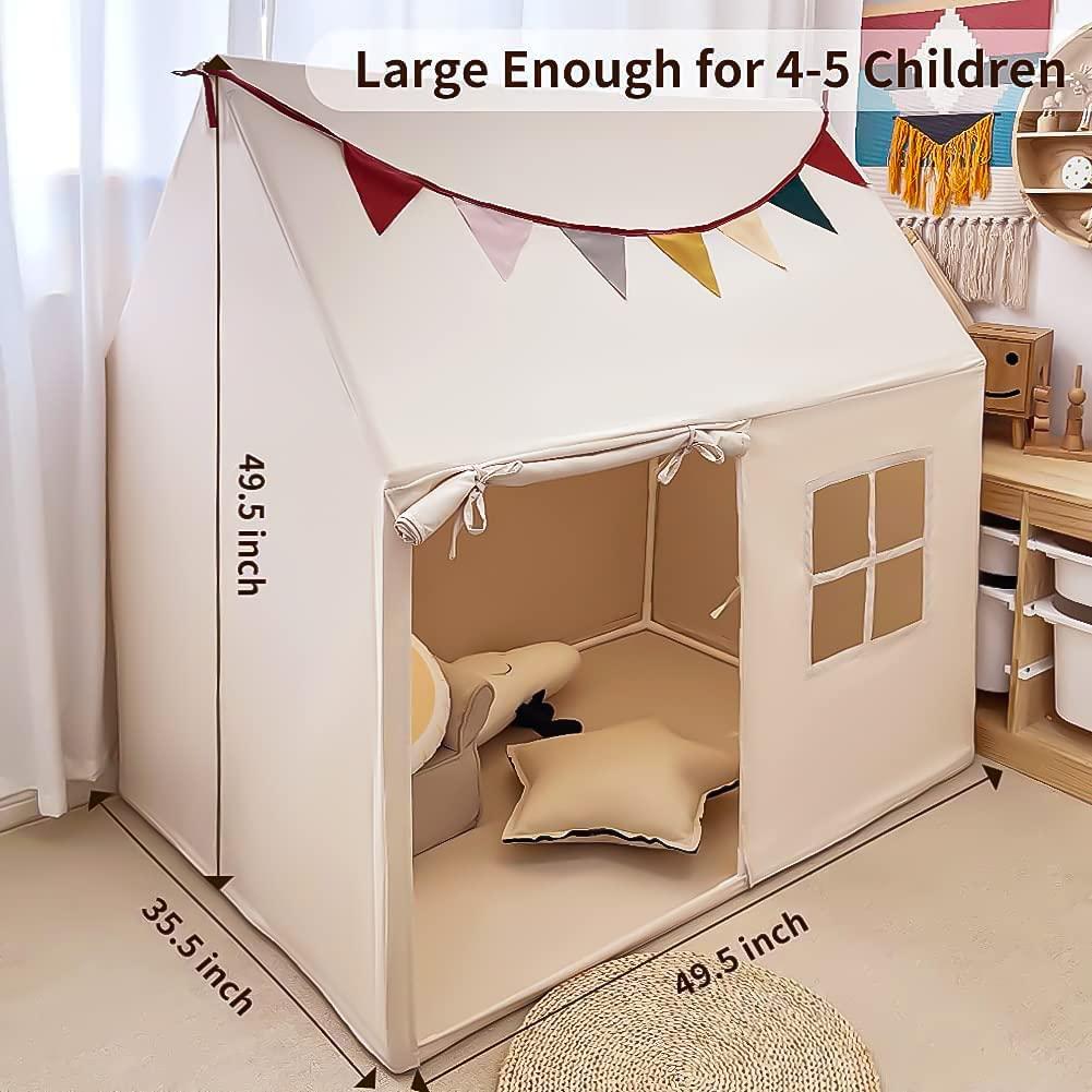 Kids Tent Indoor Playhouse, Kids Play Tent Large Kid Playhouse Tent Toys Toddler Tent Play House with Pennant Banners C80