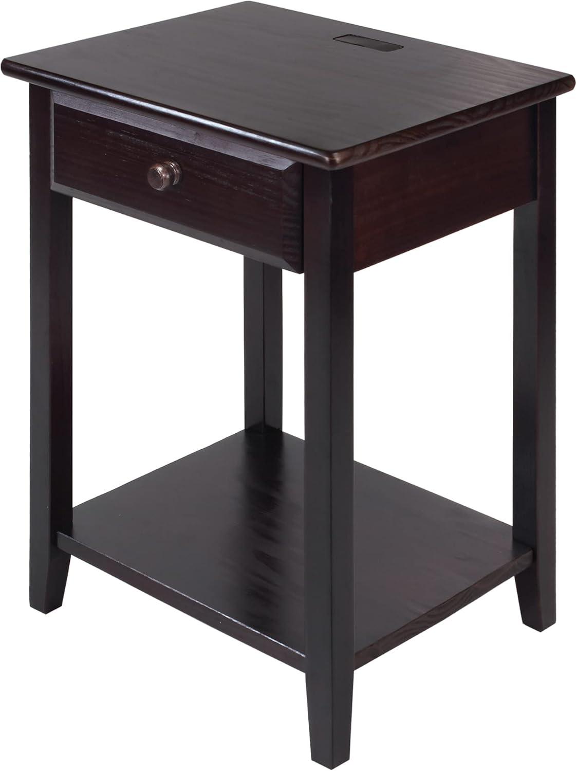 Night Owl Night Stand with USB Port, Espresso