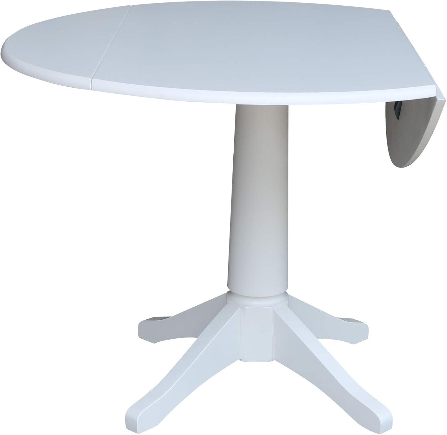 42" Nina Round Top Dual Drop Leaf Pedestal Table White - International Concepts