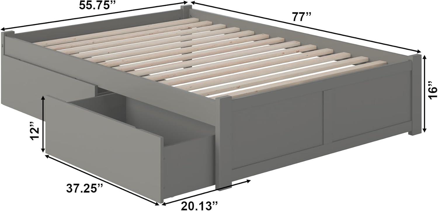 Concord Full Platform Bed with Flat Panel Foot Board & 2 Urban Bed Drawers - Grey