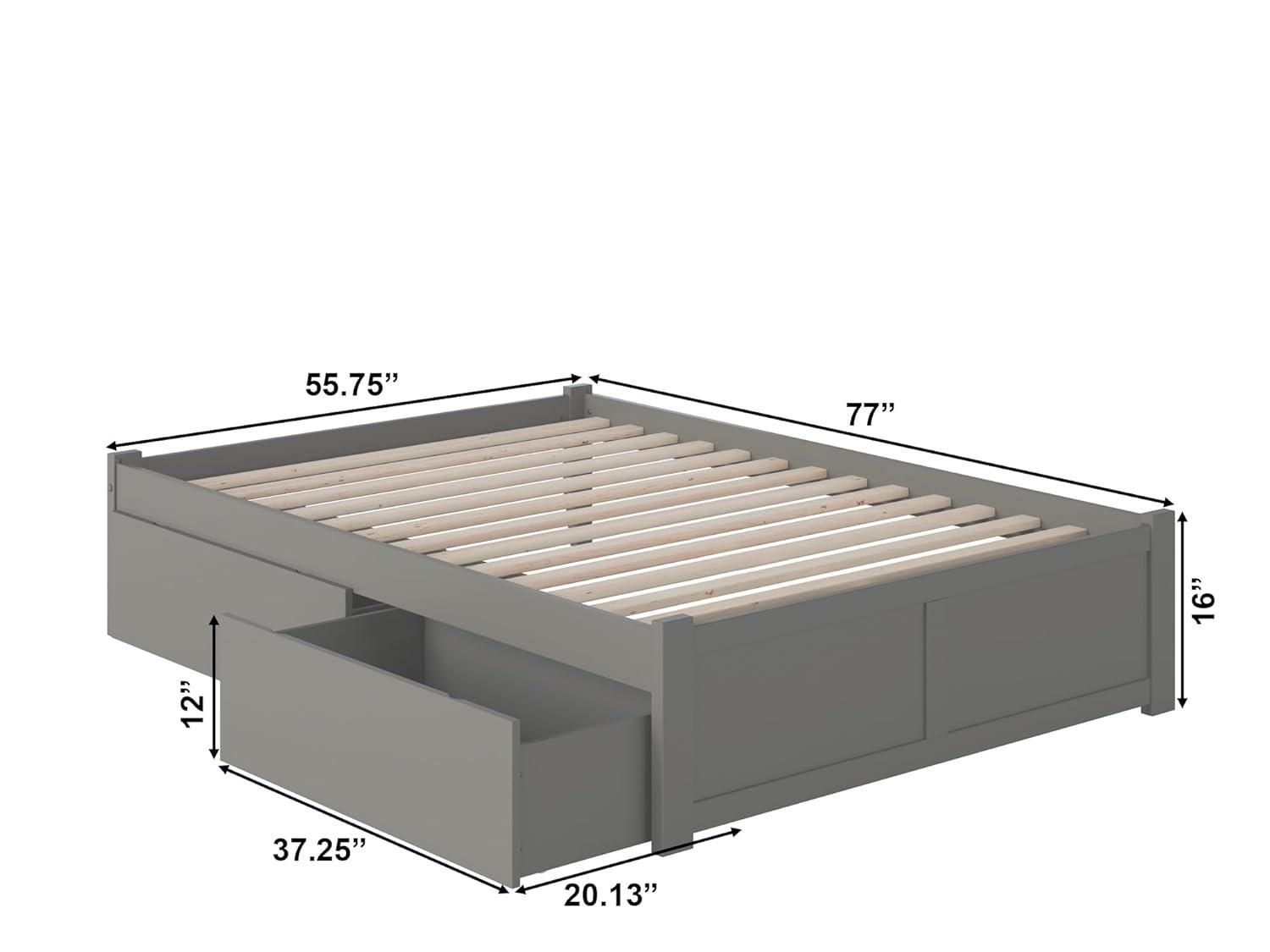 Concord Platform Bed with Flat Panel Foot Board and 2 Urban Bed Drawers, Multiple Colors, Multiple Sizes