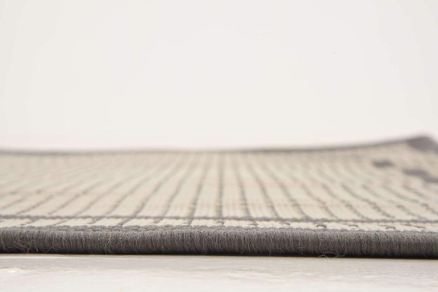 Unique Loom Outdoor Border Collection Area Rug - Border (2' 2" x 3' 1" Rectangle Gray/Silver)