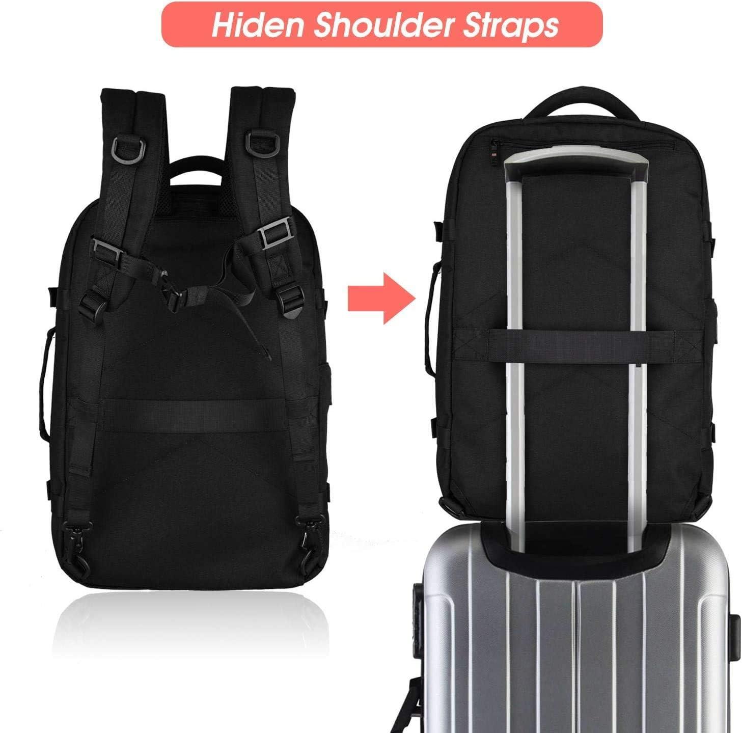 Asenlin 40L Travel Backpack for Women Men，17 Inch Laptop Backpack Flight Approved Luggage Carry On Water Resistant Computer Backpack for Weekender Overnight Large Daypack Black