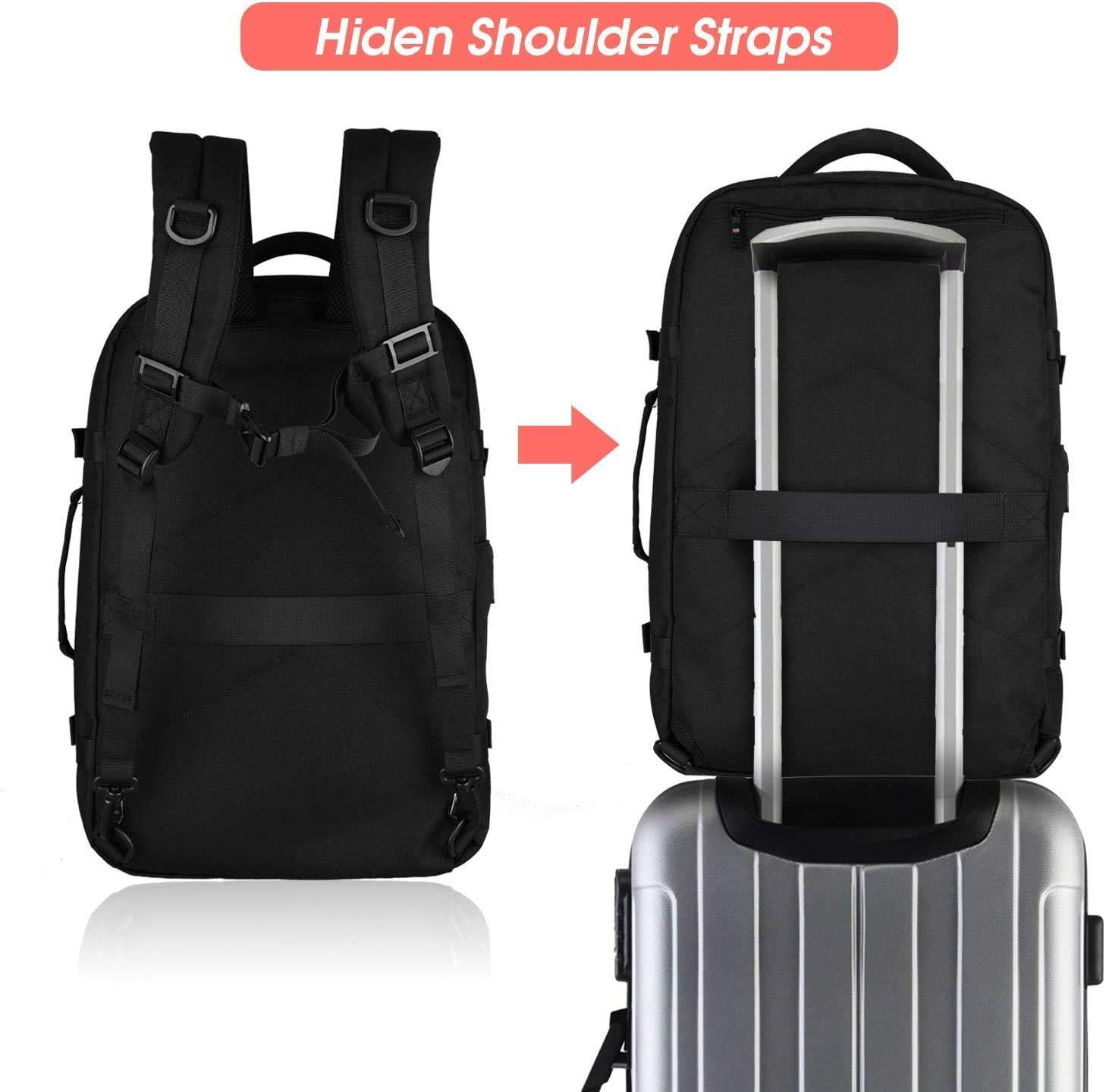 Asenlin 40L Travel Backpack for Women Men，17 Inch Laptop Backpack Flight Approved Luggage Carry On Water Resistant Computer Backpack for Weekender Overnight Large Daypack Black