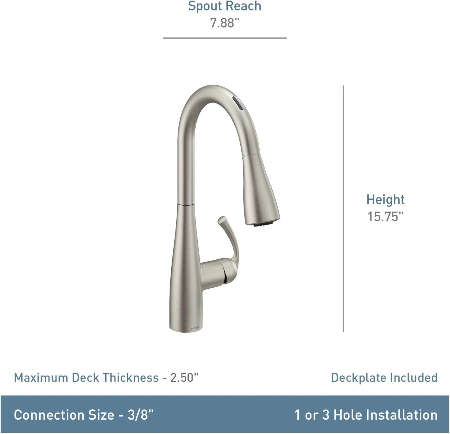 Moen Essie Spot Resist Stainless Smart Faucet Touchless Pull Down Sprayer Kitchen Faucet with Voice Control and Power Boost, 87014EVSRS