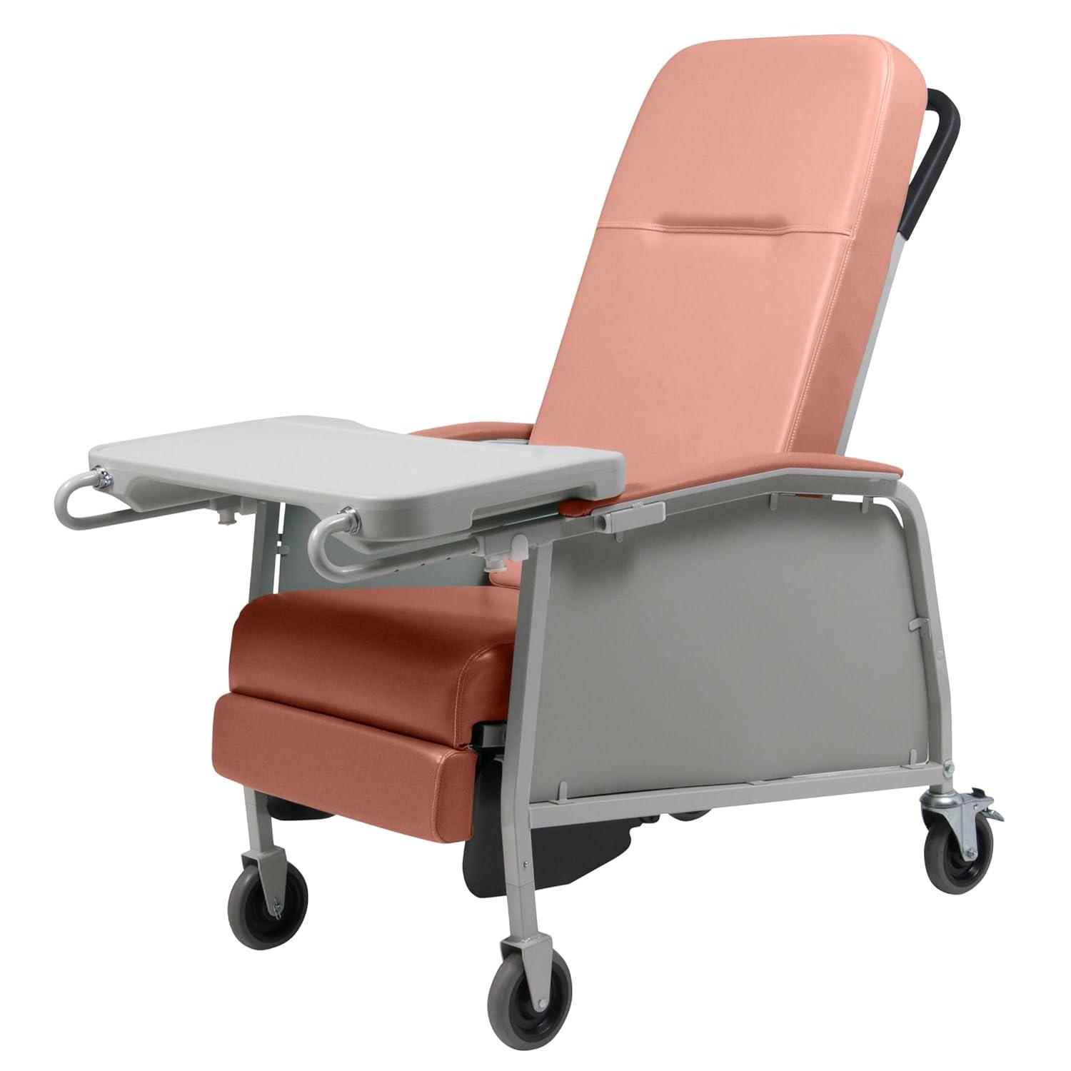 Rosewood Alloy Steel 3-Position Medical Recliner with Wheel Lock