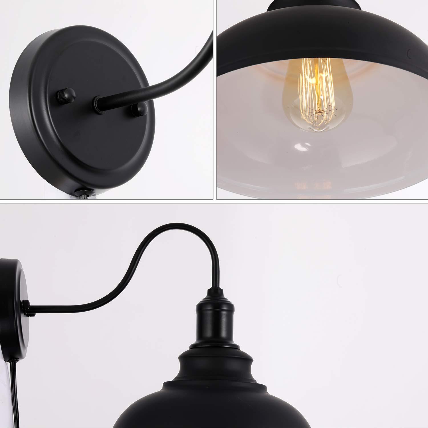 Vintage Black Wireless Battery Operated Wall Sconces Set of 2, Cordless LED Wall Lights Set with Remote Control, for Bedroom, Farmhouse, Gallery - Easy Setup, 3 Color Dimmable, Adjustable Brightness