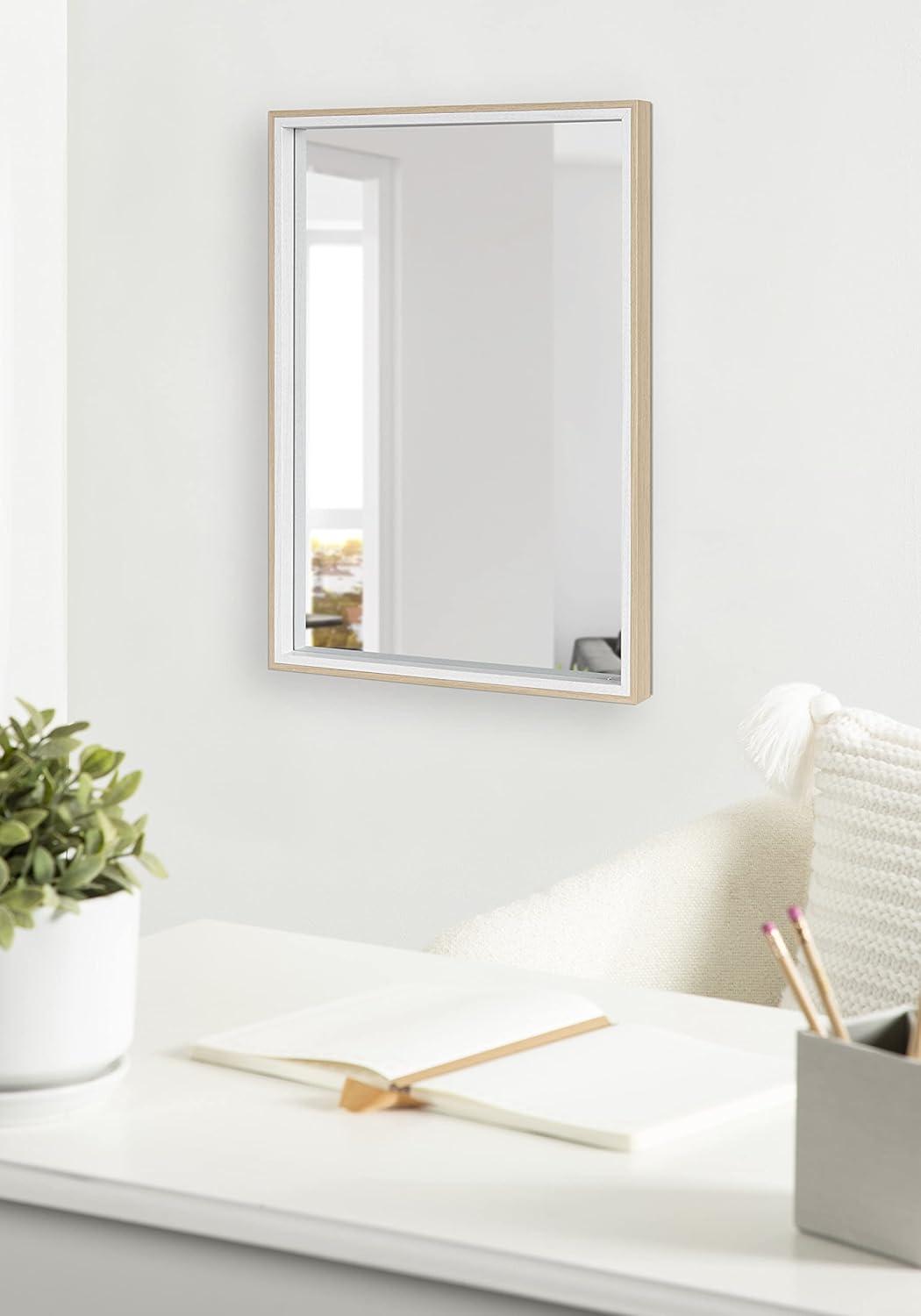 Gibson 18x24 White and Natural Wood Rectangular Wall Mirror