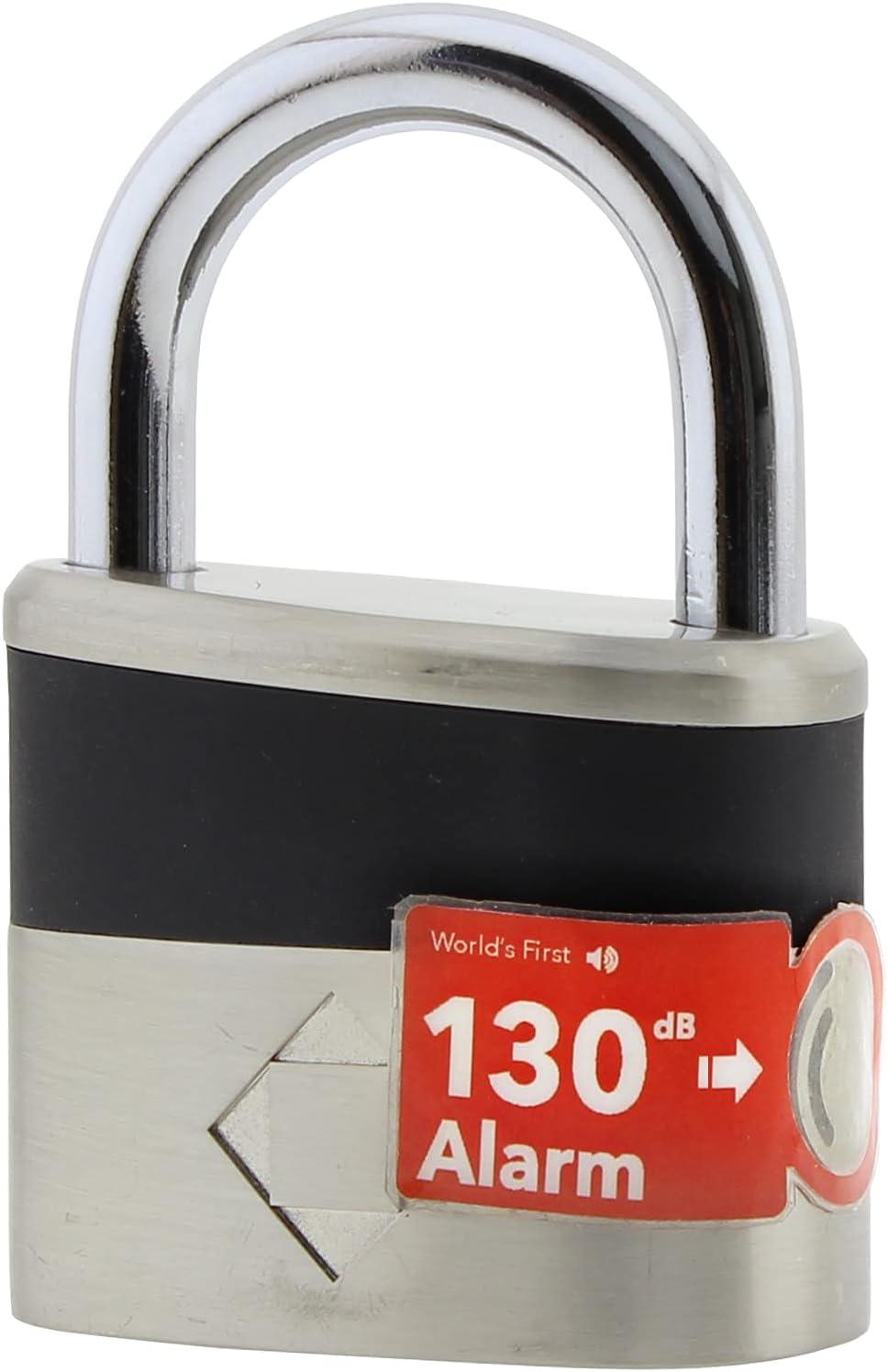 Silver Steel Keyed Padlock with 130dB Alarm