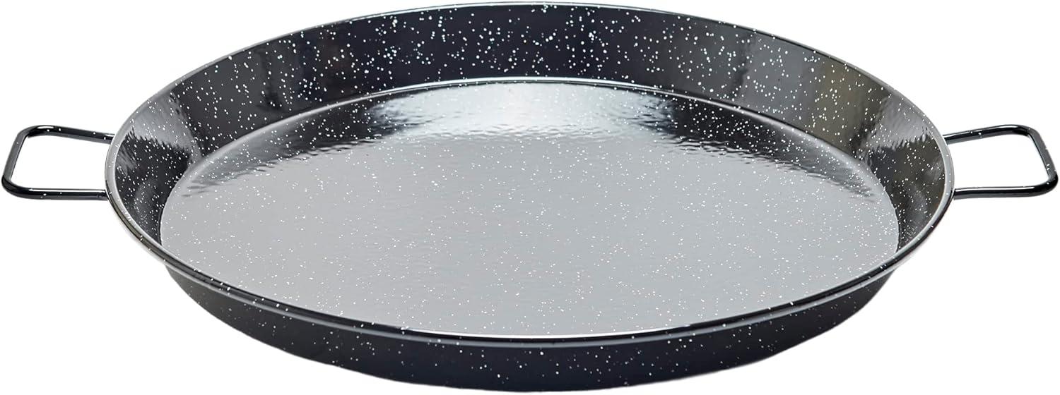 20-Inch Black Enameled Steel Paella Pan