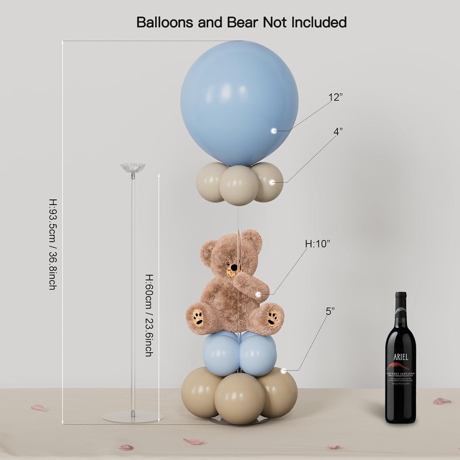 Clear Acrylic Tabletop Balloon Stand Kit, 23.6 Inch, 10 Pack