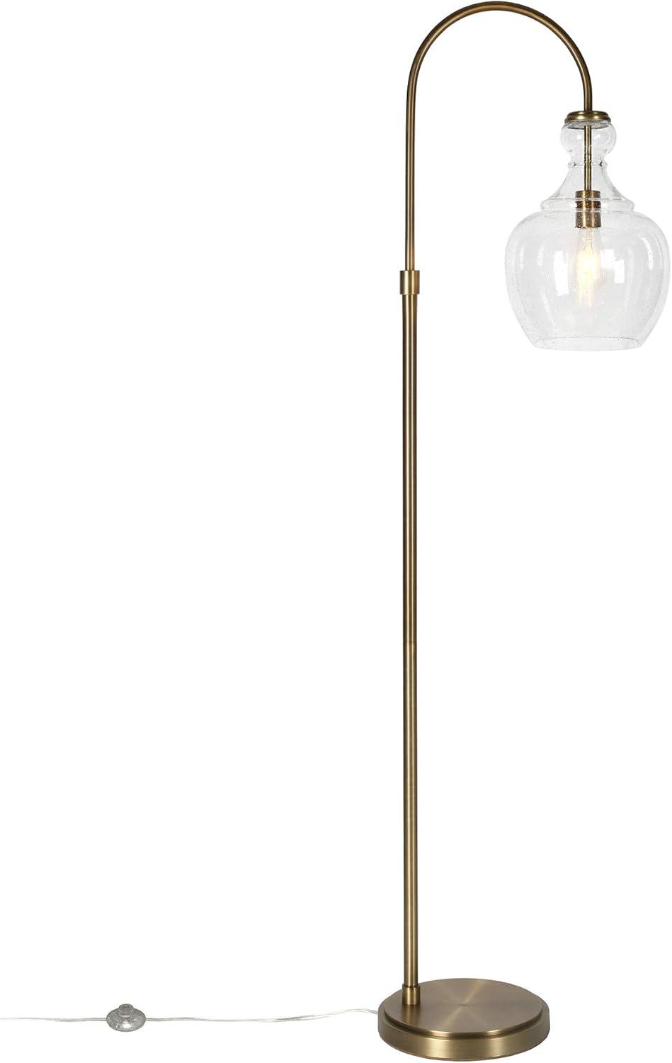 Evelyn&Zoe Verona Arc Floor Lamp with Glass shade in Brass/Seeded