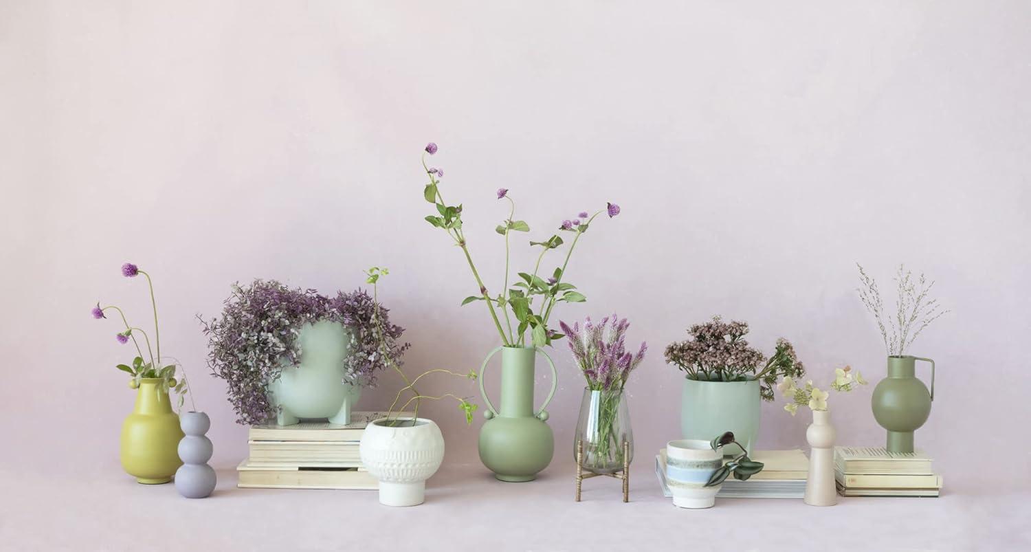 Sophisticated Textured Metal Table Vase with Handle