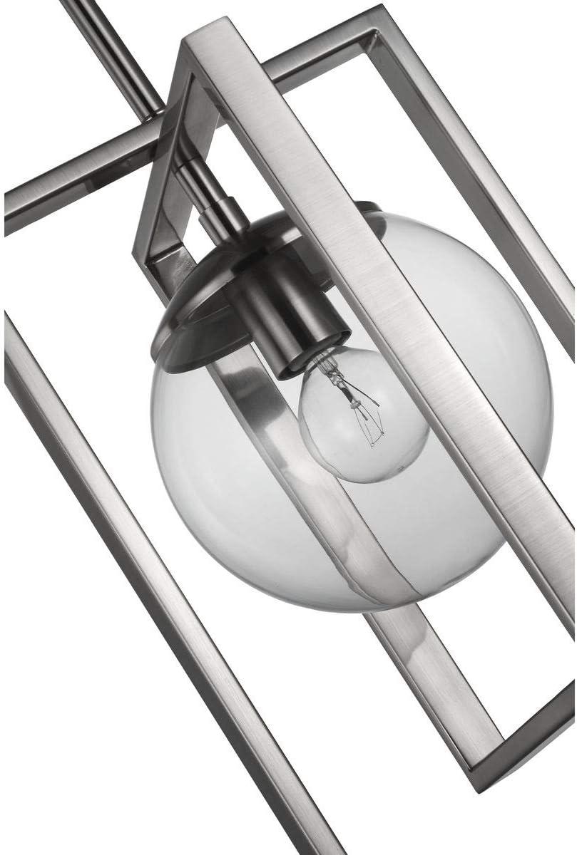 Progress Lighting Atwell 1-Light Pendant, Brushed Nickel, Clear Globe Shade