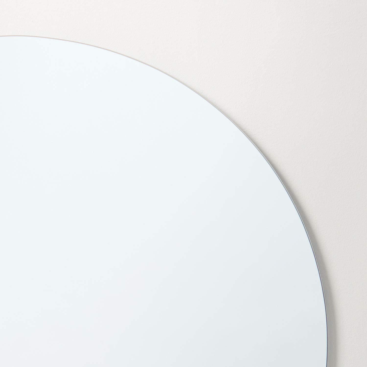24" Round Frameless Clear Glass Vanity Mirror