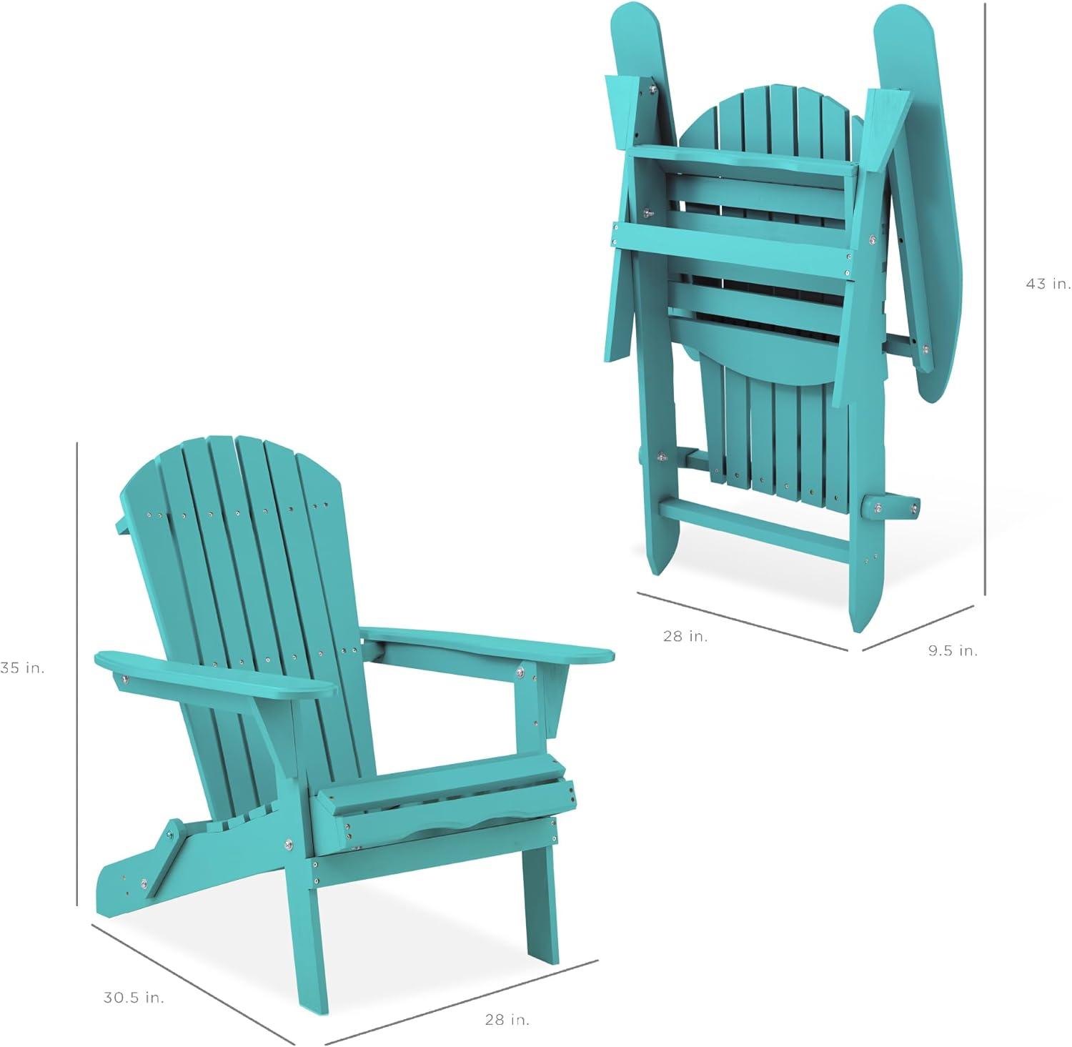 Best Choice Products Folding Adirondack Chair Outdoor, Wooden Accent Lounge Furniture w/ 350lb Capacity