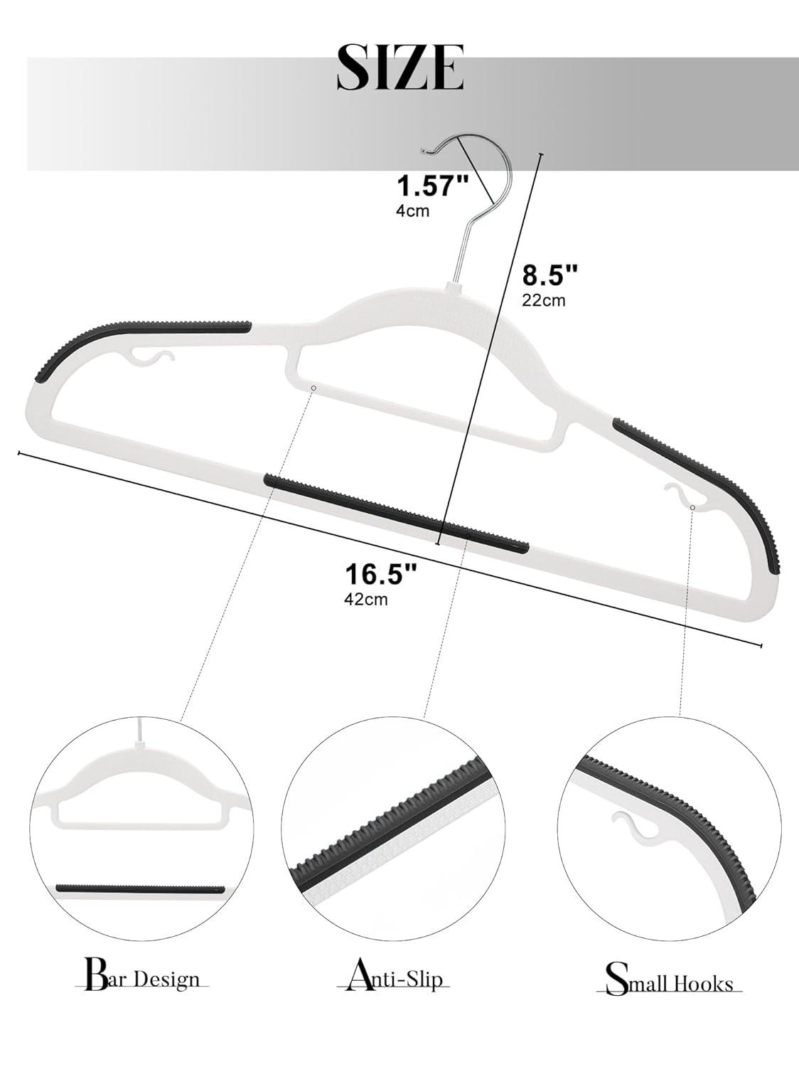 House Day 16.3" Gray Heavy Duty Plastic Hangers, 50 Pack