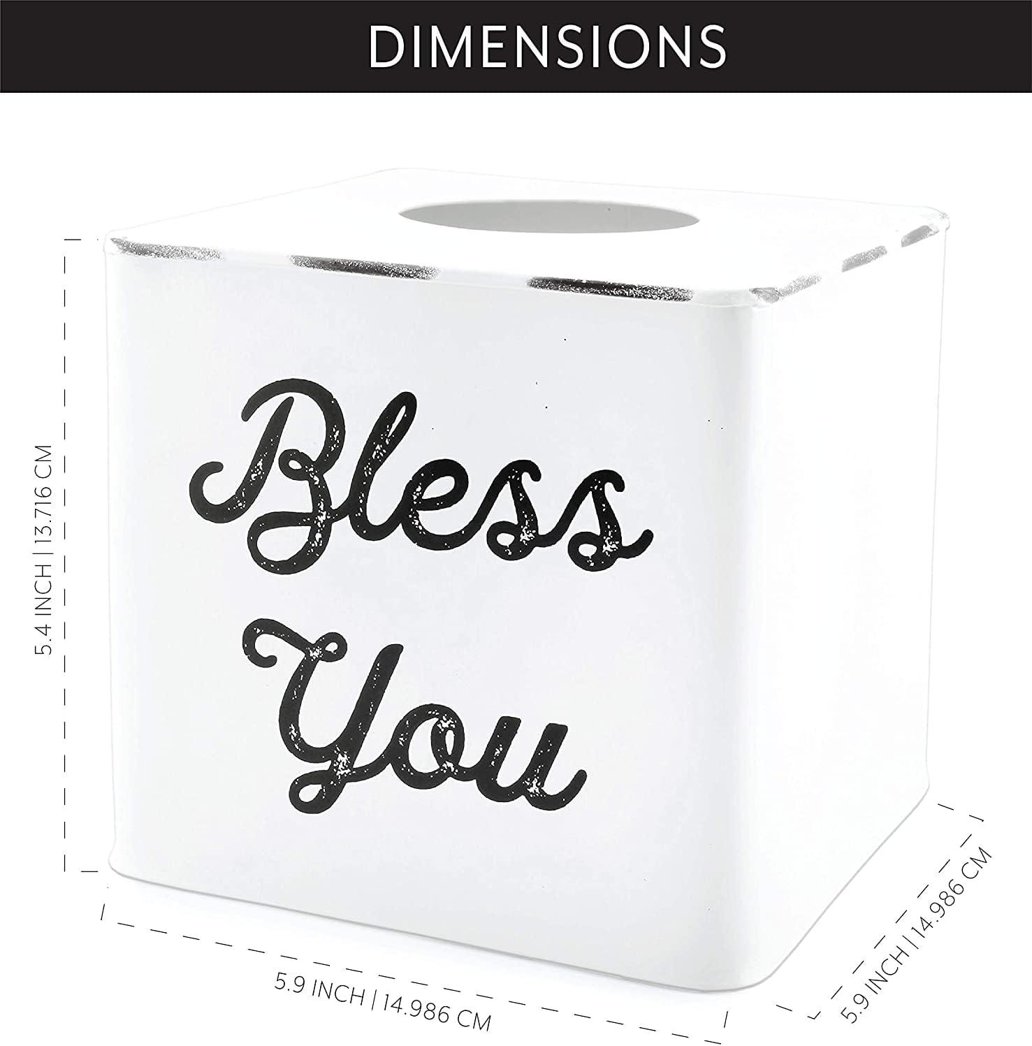 AuldHome Design Square Tissue Box Cover; Modern Farmhouse Enamelware Tissue Holder