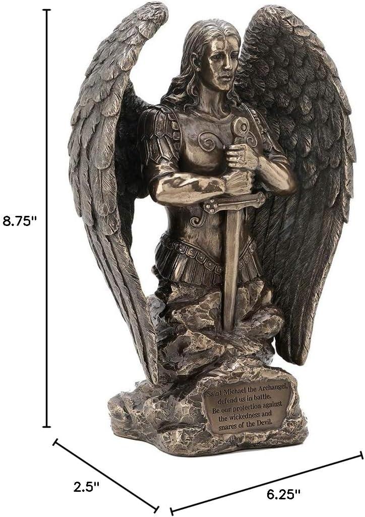 Veronese Design 9.1 Inch Saint Michael Prayer Archangel Monument Antique Bronze Finish Angel Statue