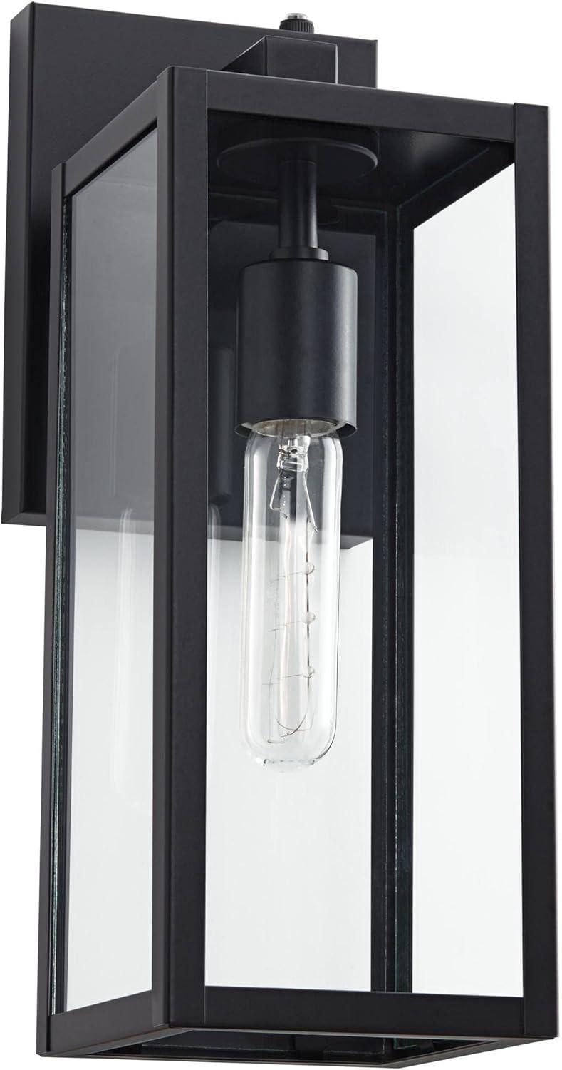 John Timberland Titan Modern Outdoor Wall Light Fixture Mystic Black Dusk to Dawn 14" Clear Glass for Post Exterior Barn Deck House Porch Yard Patio