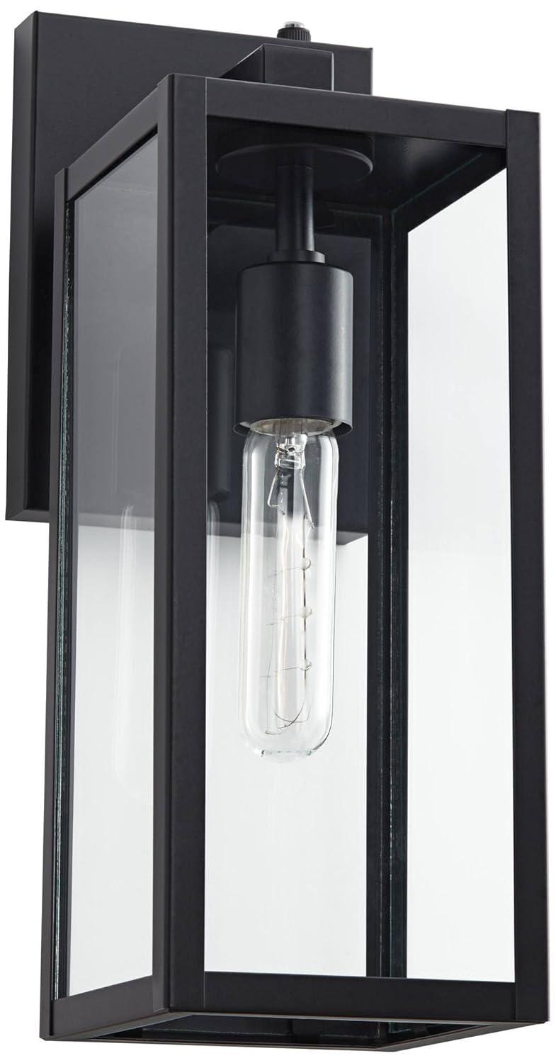 John Timberland Titan Modern Outdoor Wall Light Fixture Mystic Black Dusk to Dawn 14" Clear Glass for Post Exterior Barn Deck House Porch Yard Patio