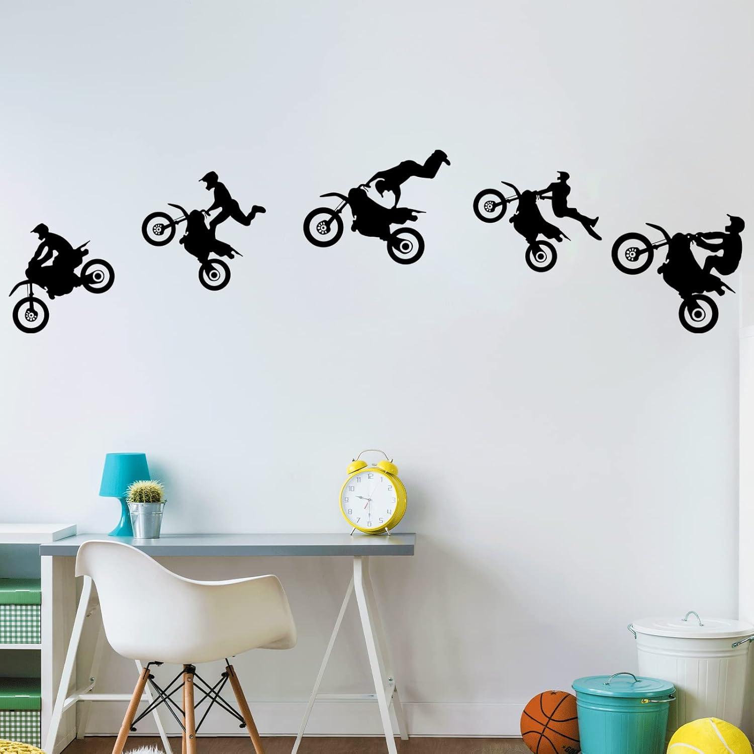 Lnrkai Dirt Bike Stickers Motorcycle Wall Decal Peel Sports Wall Sticker for Boys Bedroom Home Decor