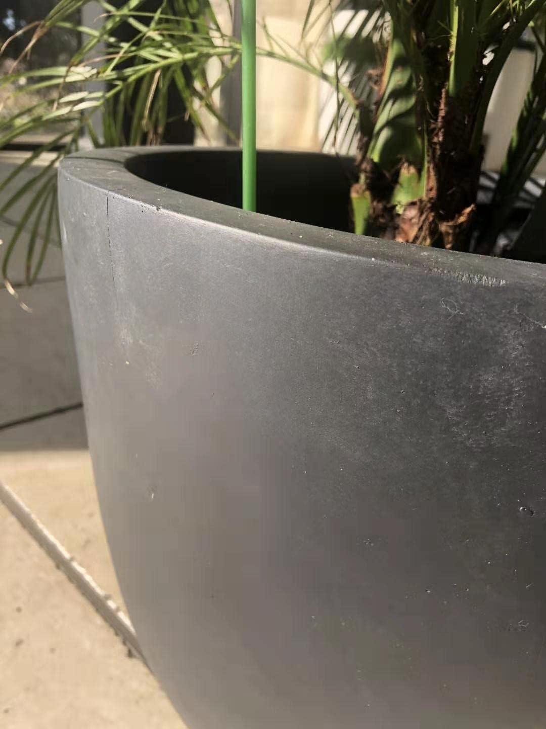 Rosemead Home & Garden, Inc. 17" Wide Kante Modern Concrete/Fiberglass Indoor Outdoor Planter Pot Charcoal Gray: Weather-Resistant