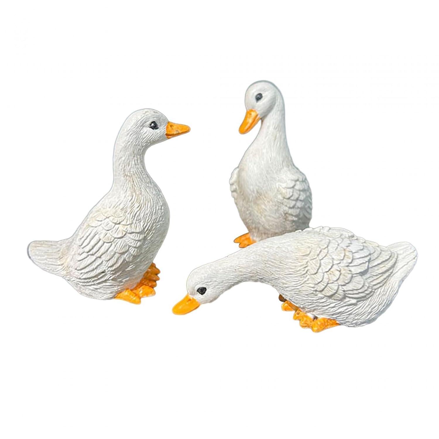 3x Resin Statues Desktop Ornaments Cute Garden Decor Duck Statues Home Decor for Farmhouse Indoors Courtyard Outside Outdoors