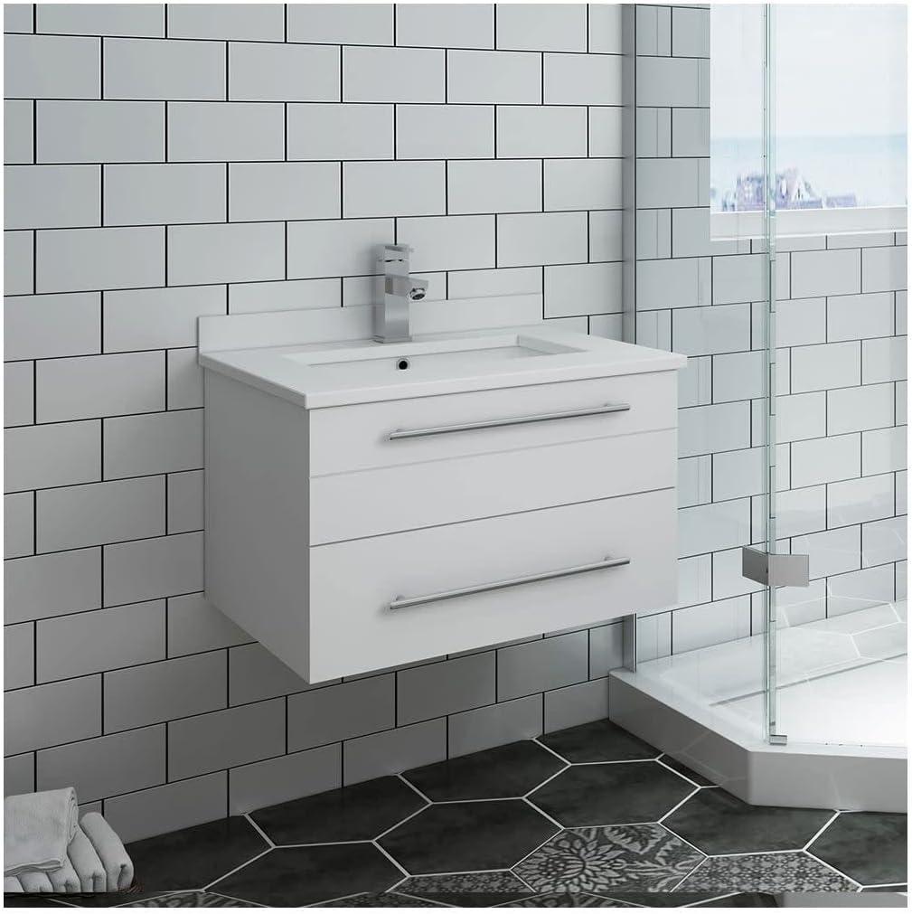 Lucera 24" Wall Mount Modern Single Sink Bathroom Vanity with Top and Undermount Sink