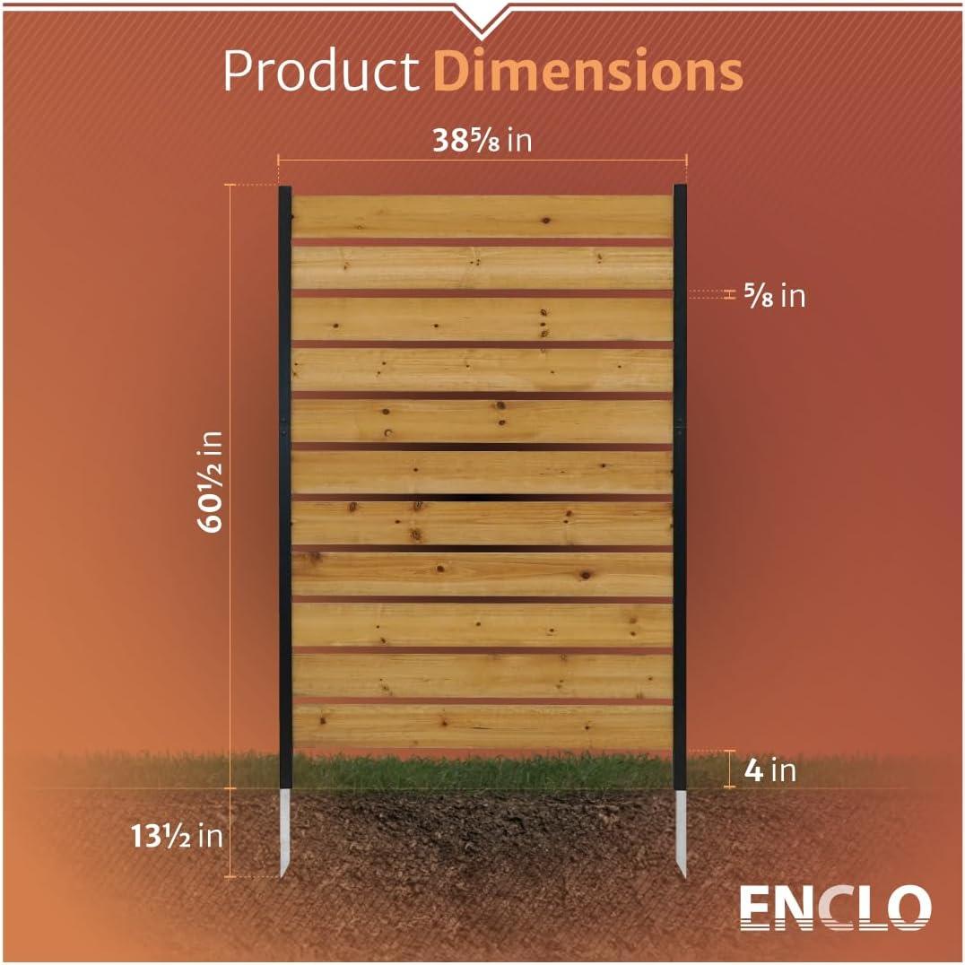 Enclo 5ft H x 3.2ft W (1 Panel) No Dig Enclo Concord Cedar Wood Privacy Screen, Great to Hide Trash Cans, Decorative Patio Privacy Screen, Outdoor Privacy Fence Panel, Air Conditioner Fence, EC18022