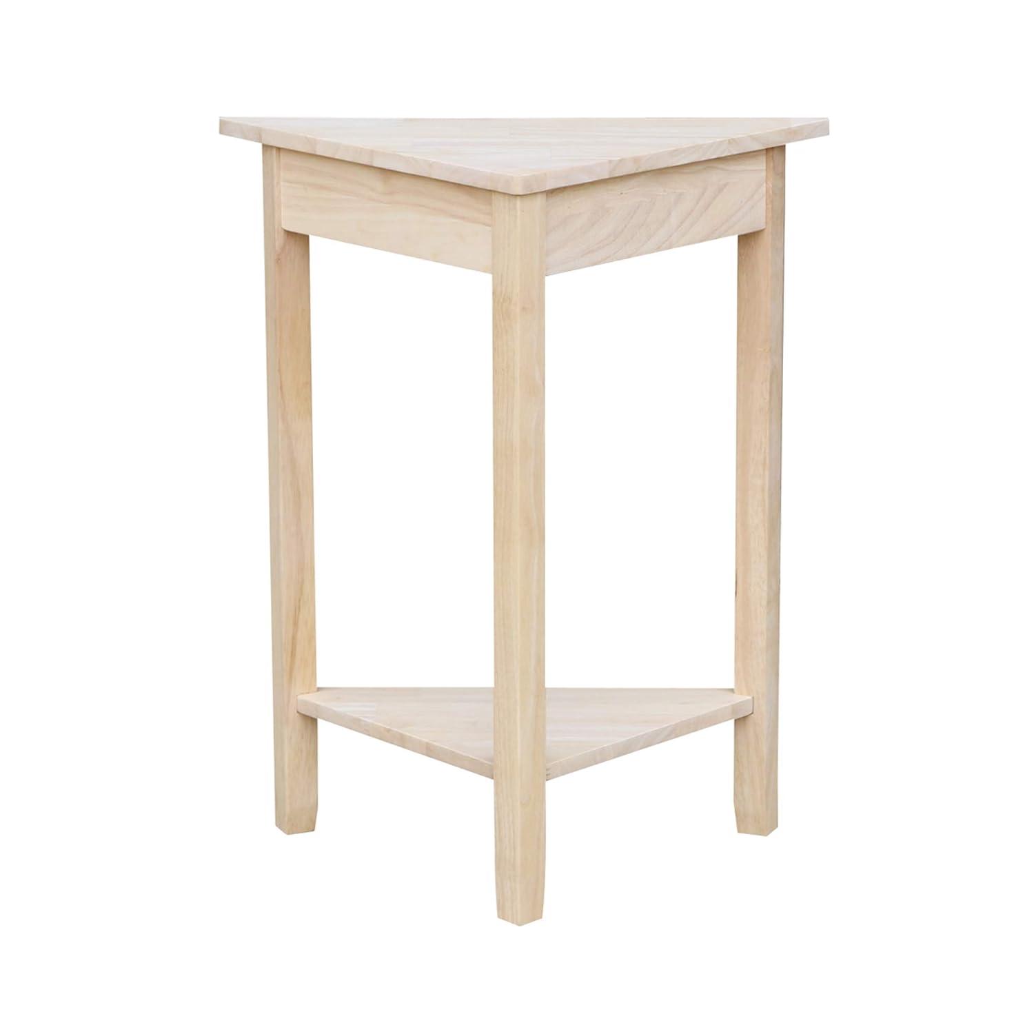 Corner End Table Unfinished - International Concepts: Solid Wood, Triangle Shape, Shelf Storage
