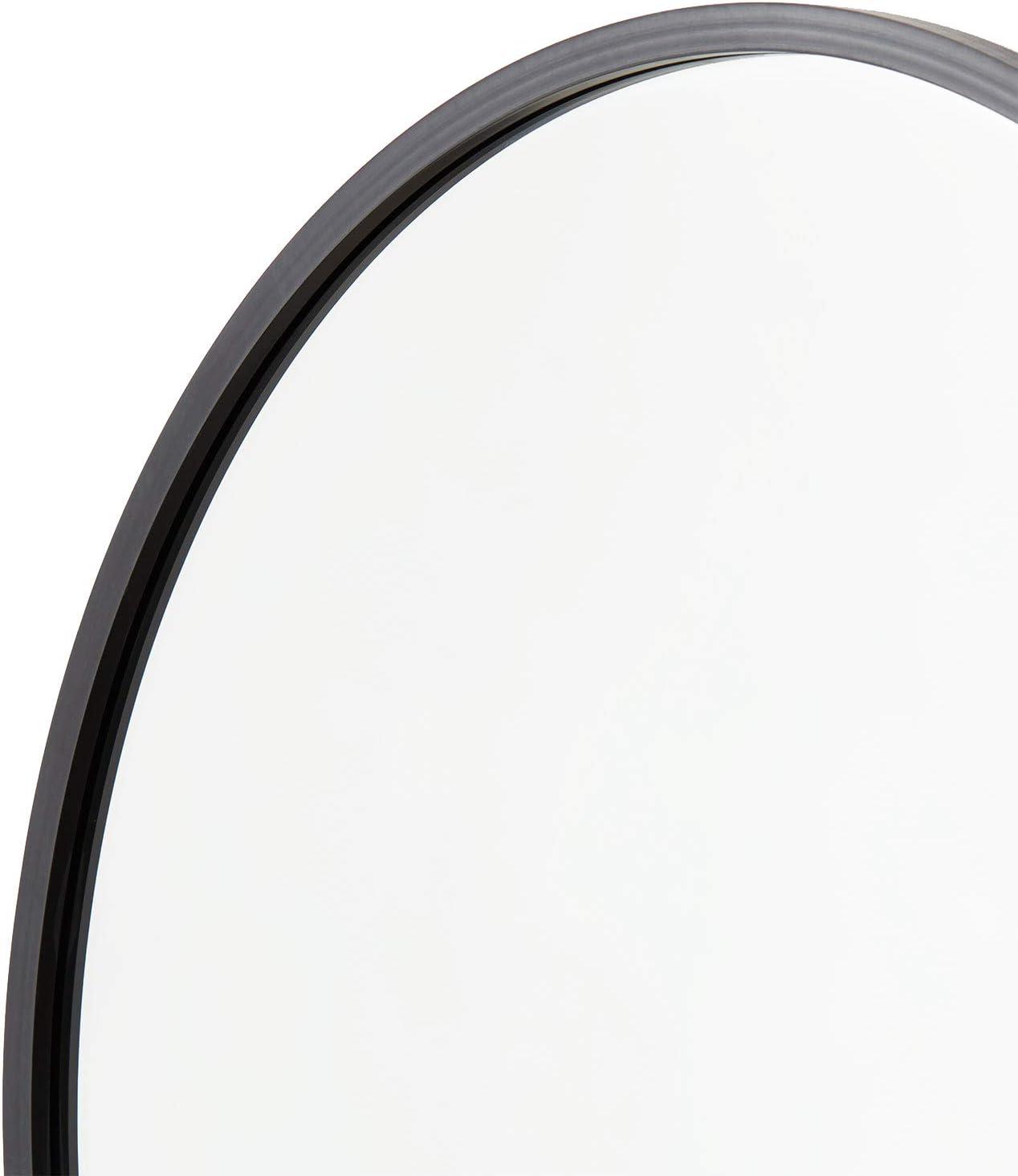 Better Bevel 24” x 24” Black Rubber Framed Mirror | Round Bathroom Wall Mirror