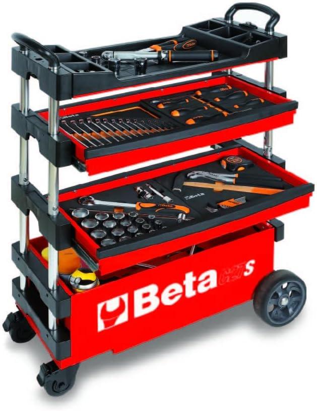 Beta Beta C27S Collapsible Tool Cart, 4” Steering Casters with Brake, 110 Pound Load Capacity