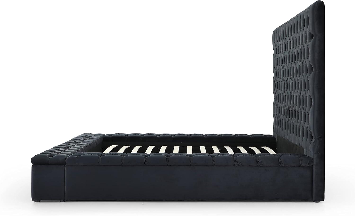 Better Home Products Cosmopolitan Cama Tamaño Queen con Plataforma Tapizada en Terciopelo en Negro