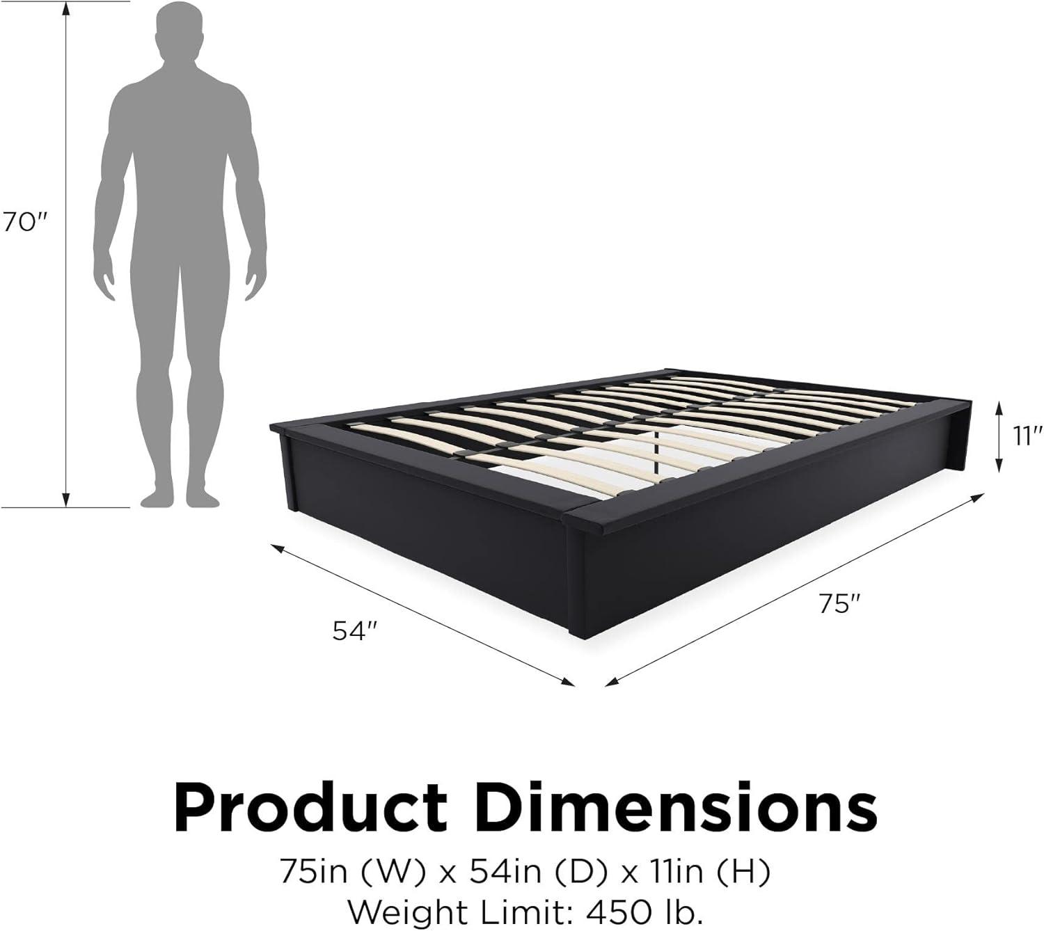 DHP Maven Upholstered Platform Bed, Full, Black Faux Leather