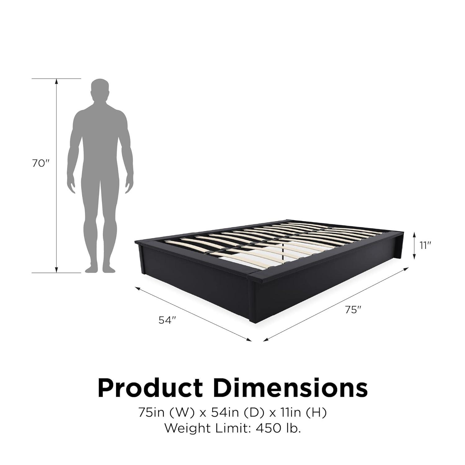 DHP Maven Upholstered Bed, Full, Black Faux Leather