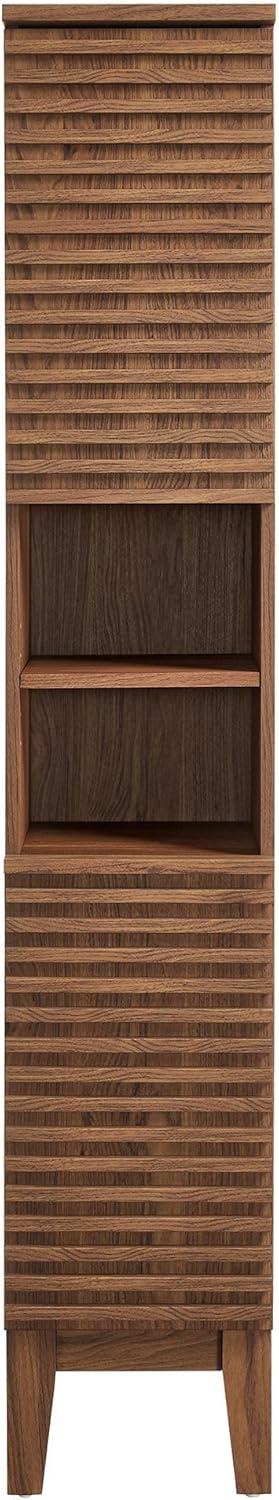 Walnut Tall Freestanding Cabinet with Adjustable Shelves