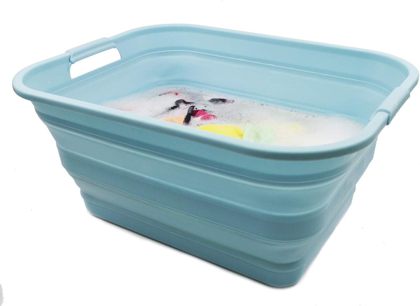 SAMMART 42L(11 gallon) Collapsible Plastic Laundry Basket, Sea Angel