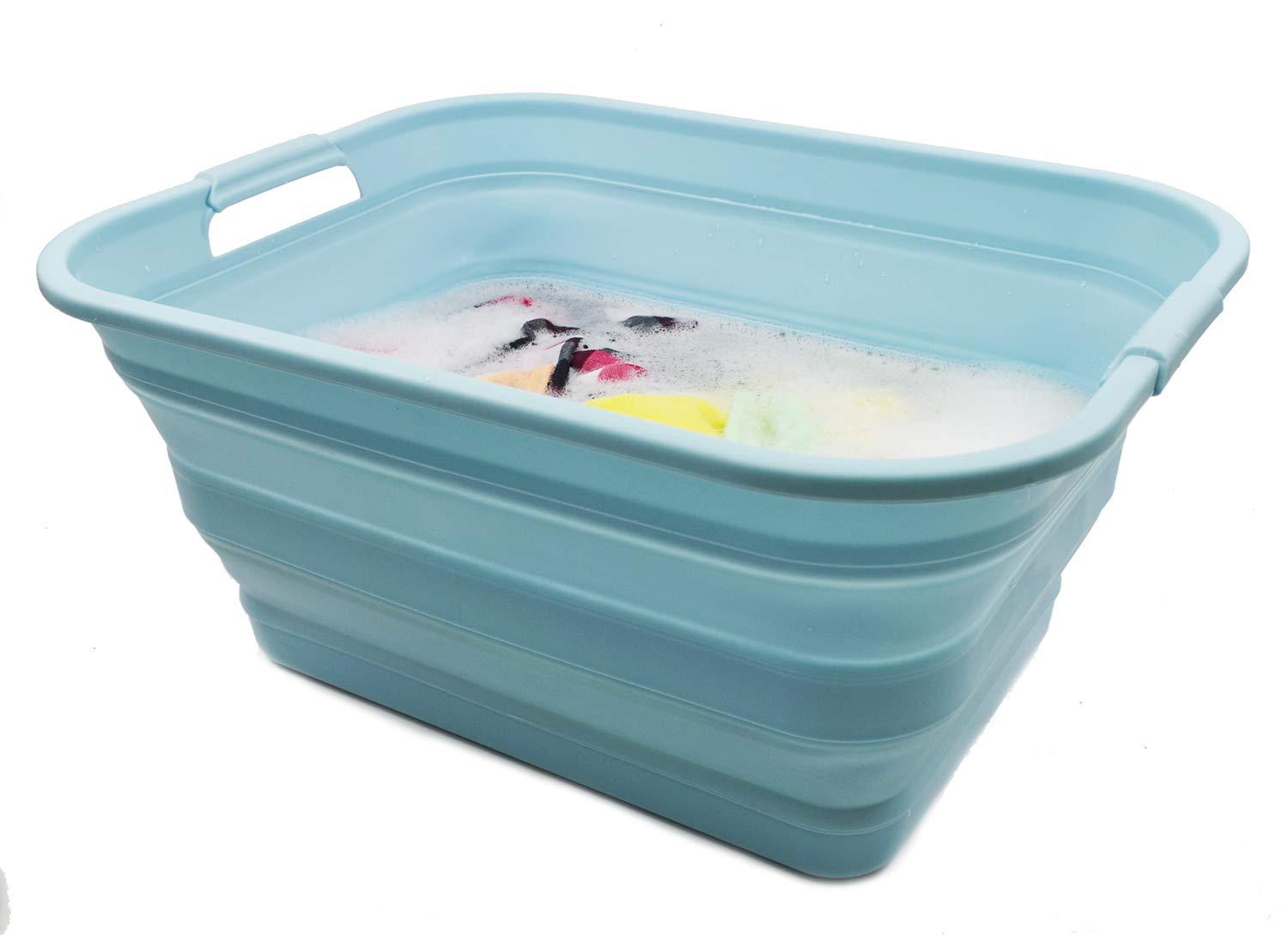 SAMMART 42L(11 gallon) Collapsible Plastic Laundry Basket, Sea Angel