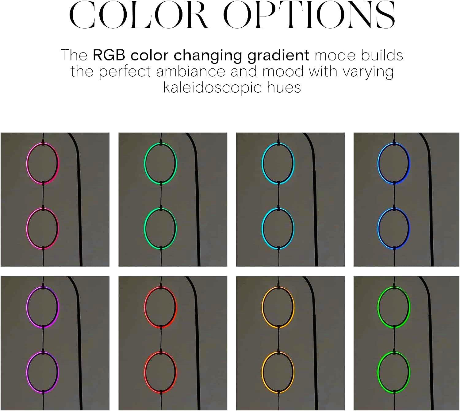 Nova 74" Black Arc LED Floor Lamp with RGB Color Changing Rings